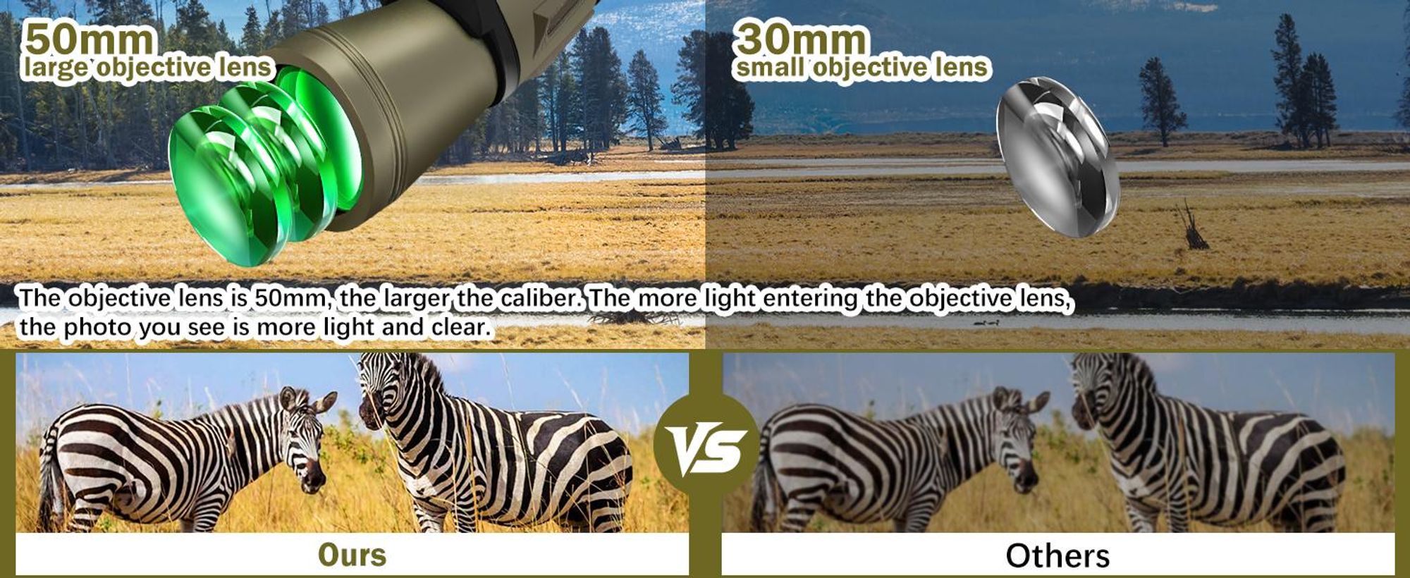 Fernglas, 20x50 HD Ferngläser, Jagdfernglas, Wanderfernglas, Hochauflösendes Teleskop, mit Smartphone Adapte, für Jagd, Vogelbeobachtung, Fußballspiel