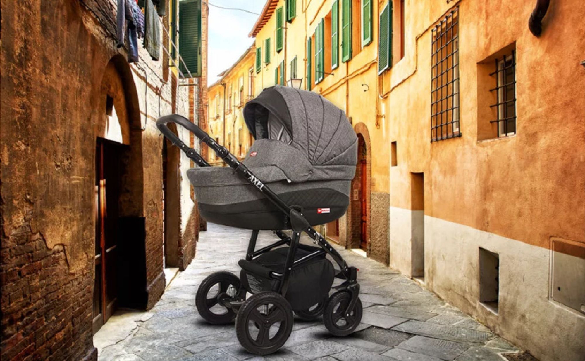 BabyLux® Alu Way | 3in1 Kinderwagen | Optical Chili | Kombikinderwagen | Kinderwagenset