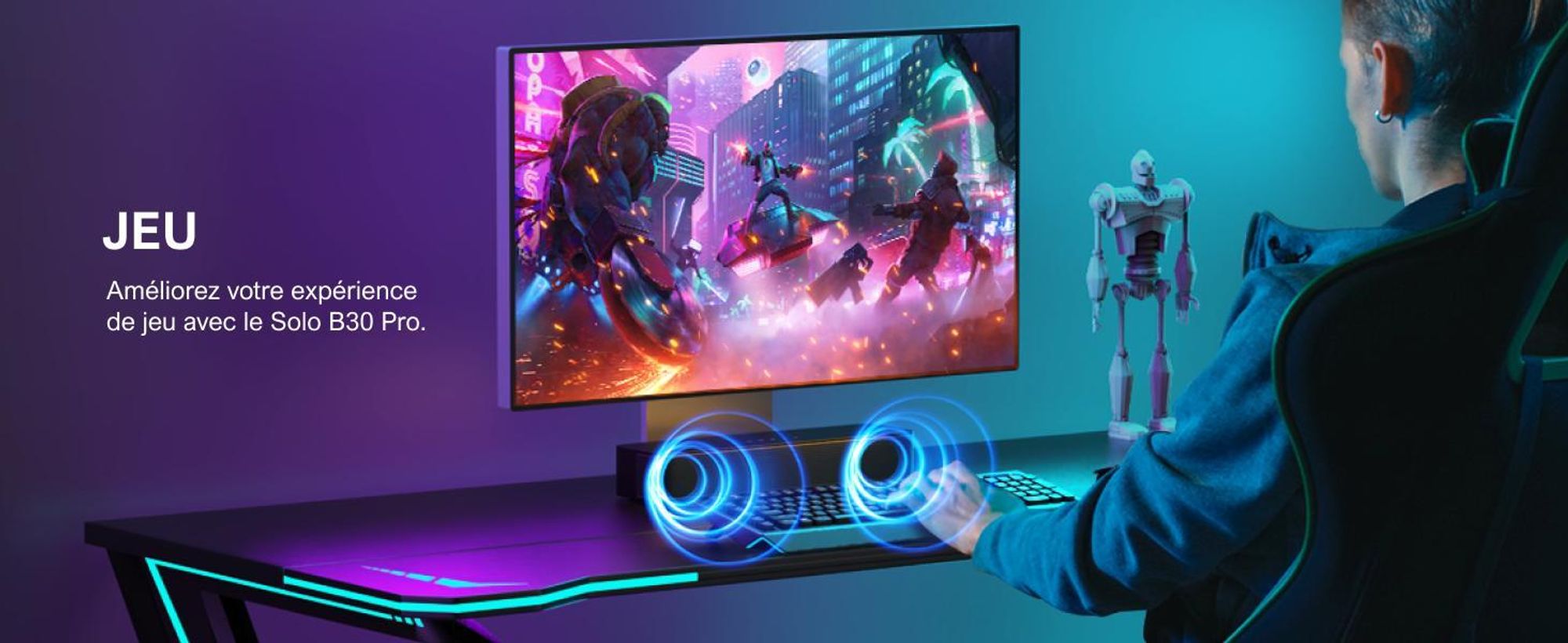 Barre de son ULTIMEA 2.1 canaux pour téléviseur avec basses réglables,via application, barre de son tout-en-un, haut-parleur TV Bluetooth 5.4, Poseidon M20