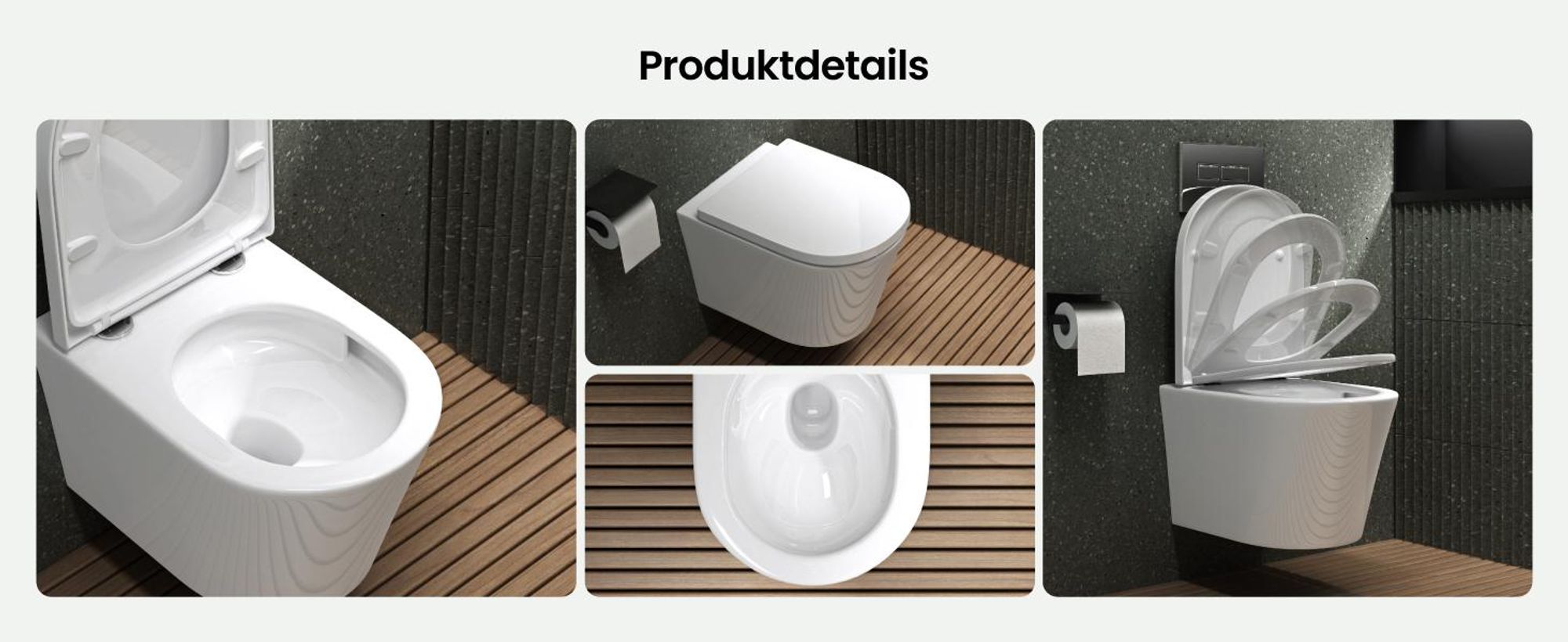 Mai & Mai Hänge-WC Weiß mit Softclose Sitz  | Wand WC aus keramik spülrandloses WC BTH:  35,5x49x35cm Aachen108