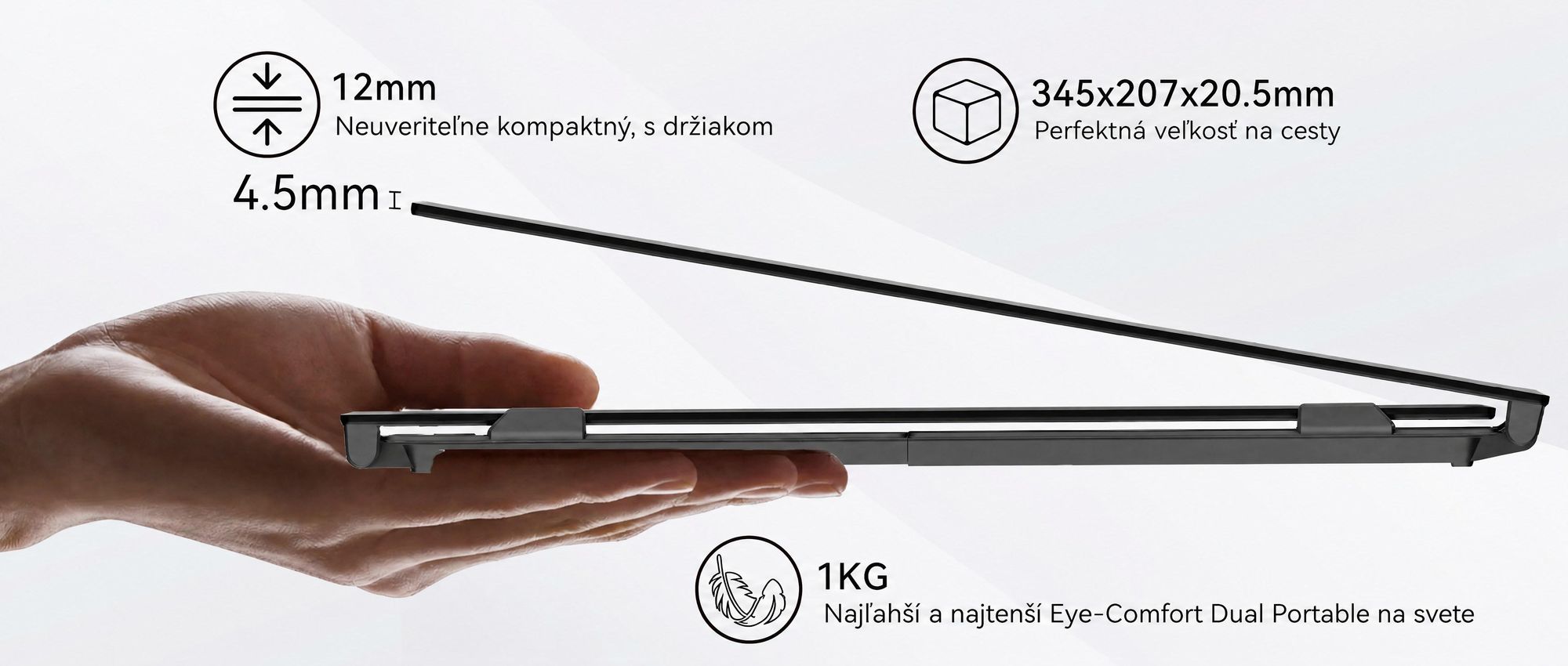 Prenosný monitor Blackview DCM6 14", monitor s dvoma obrazovkami pre notebooky, ultratenký, FHD, pre notebooky s uhlopriečkou 13,3" – 17,3", otočný o 180°, kompatibilný s Windows/Mac/Android