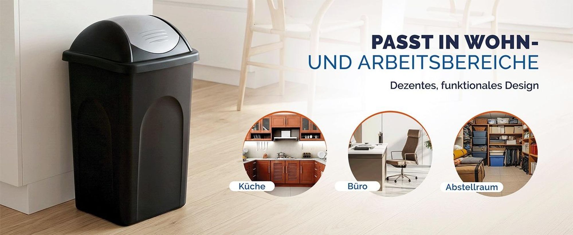 Stefanplast Mülleimer mit Schwingdeckel 60L