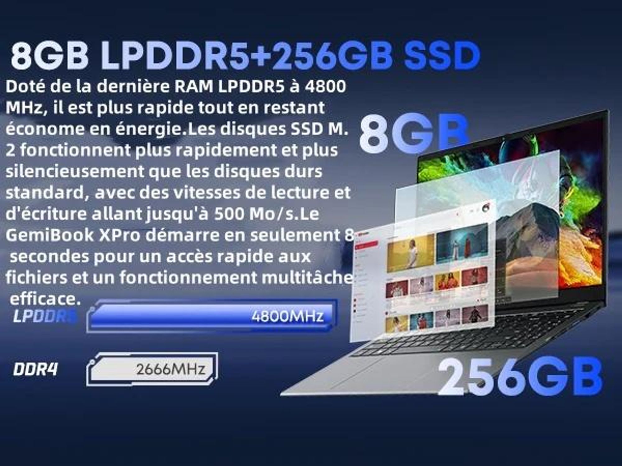 Ordinateur Portable CHUWI GemiBook XPro - Processeur Intel N100 Écran 14.1" Windows 11 8G+256G Batterie 5000mAh - Gris
