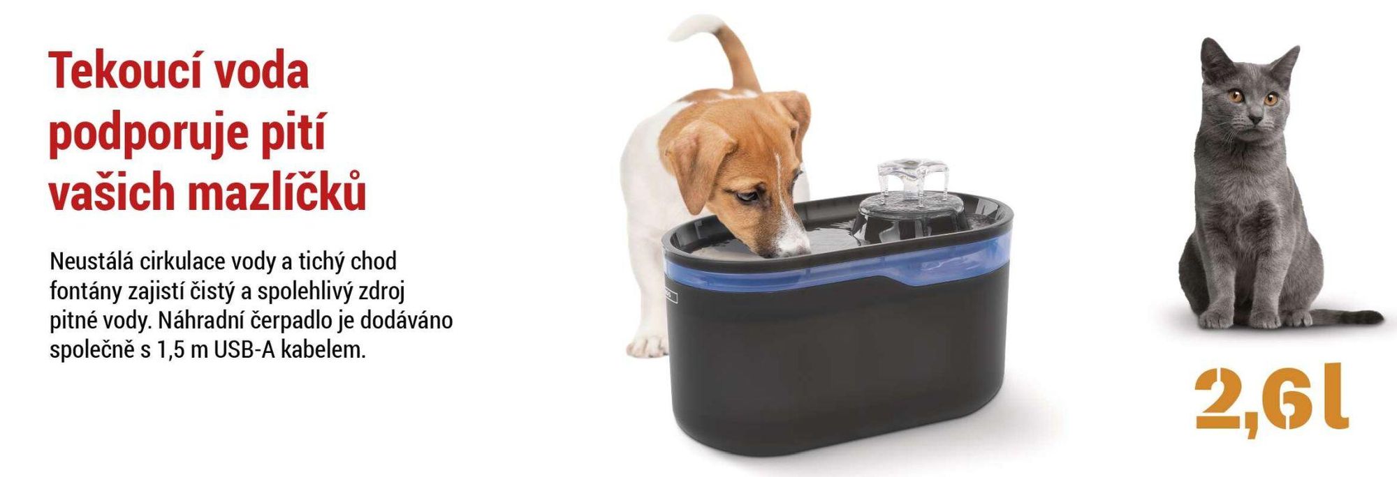 EMOS GoSmart Náhradní čerpadlo pro smart fontánu pro kočky vč. kabelu a pěnového filtru, Pet Care vodní čerpadlo pro fontánu GoSmart EMOS H6102