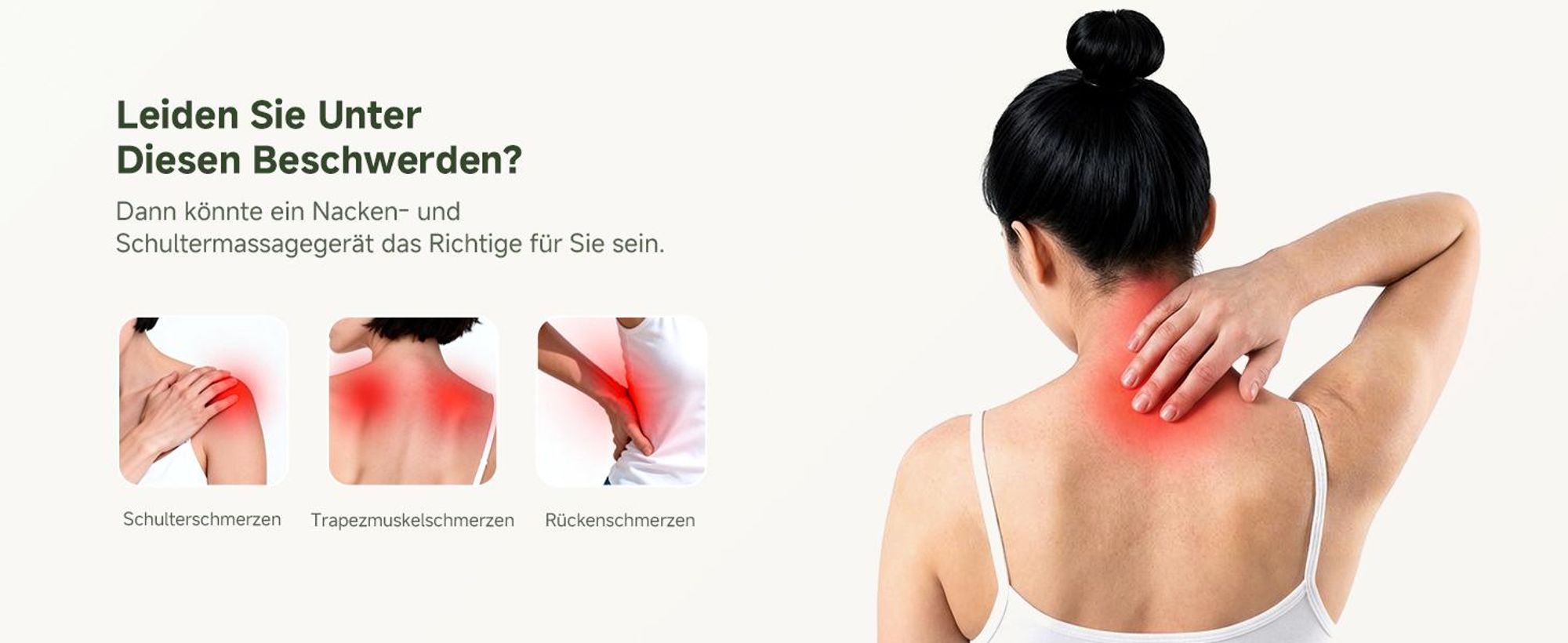 Bionische Shiatsu Massagegerät mit Wärme – Tragbares 4D Nacken- & Rückenmassagegerät, Tiefengewebe-Knetmassage, Elektrisch, Muskel- & Schmerzlinderung