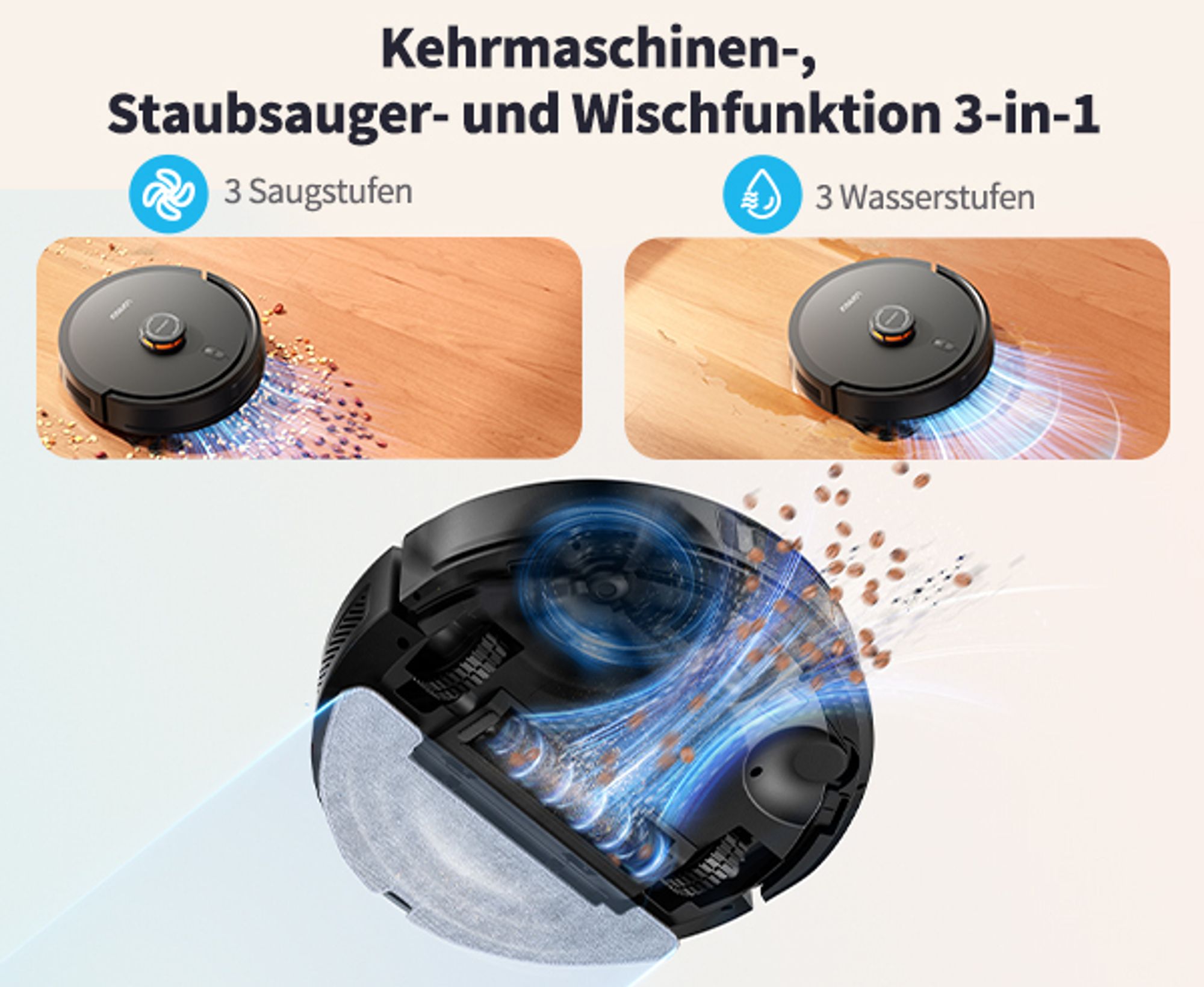 Laresar Lasernavigation Staubsauger Roboter, Roboter Staubsauger mit 5000Pa,kehren, Saugen und Wischen 3 in 1,L20+