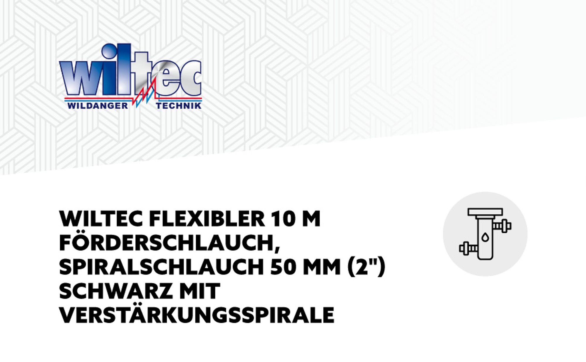 Wiltec Flexibler Förderschlauch 10m Spiralschlauch 50mm (2") schwarz mit Verstärkungsspirale Bewässerung Wasser Teich