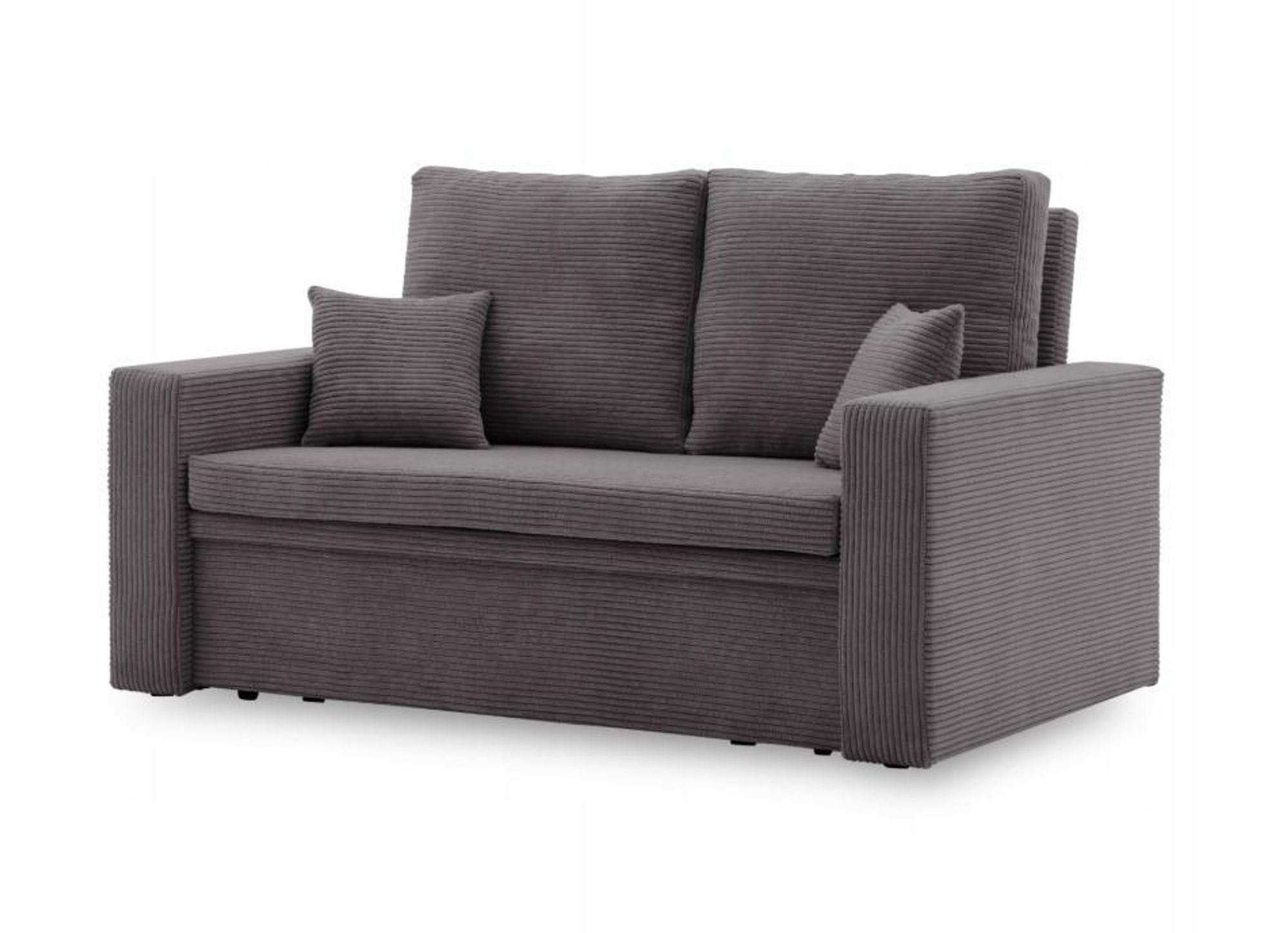 Sofa AIKIDO 150x85 - mit schlaffunktion - Farben zur Auswahl - modernen Sofa - mit Bettkasten - Moderner Cordstoff - Stoff POSO 022 Dunkelgrau