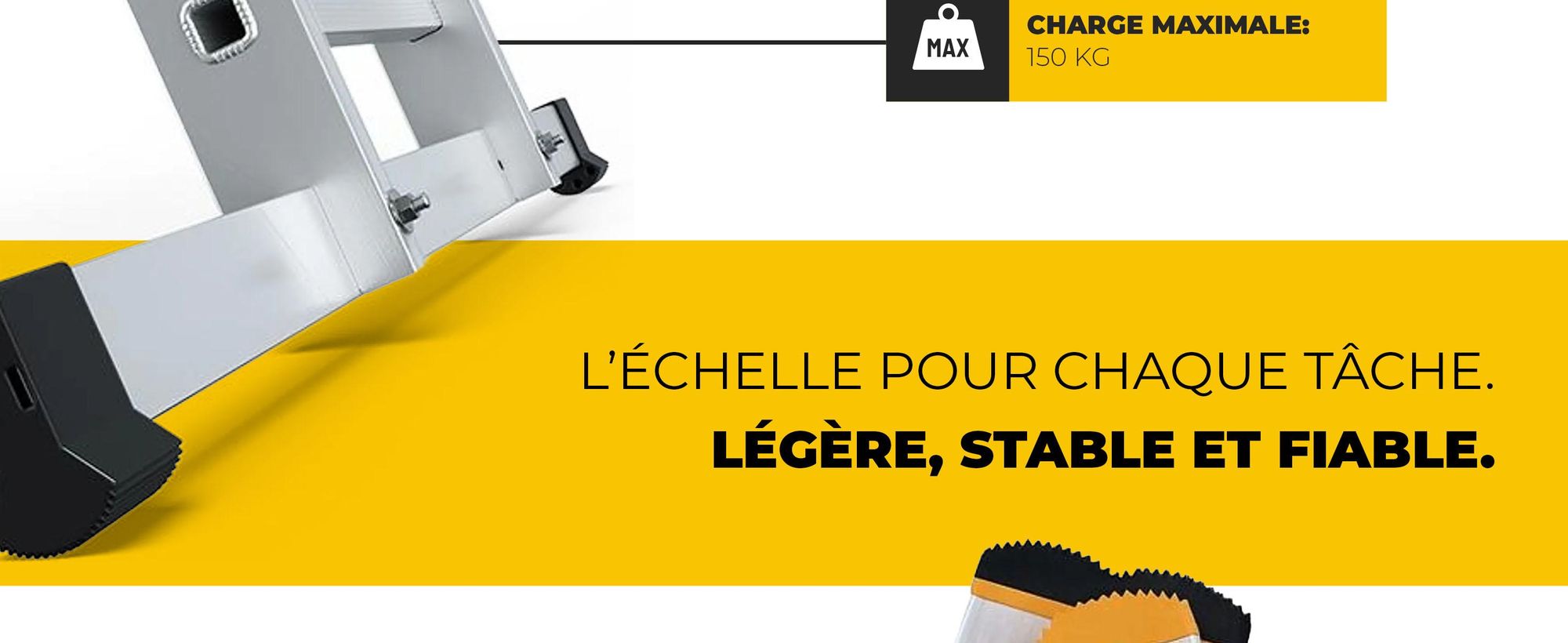 DRABEST | Echelle - Série PRO - Echelle aluminium à usage multiple - 3 sections - Echelle industrielle 3 x 8 marches - jusqu'à 150 kg