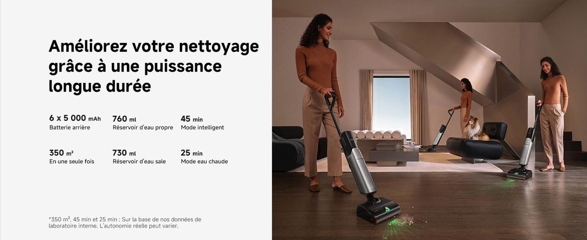 MOVA X4 Pro aspirateur balai sans fil, aspirateur laveur sec et humide 20 kPa, lavage eau chaude, auto-nettoyage 100 °C, brosse LED,  ajustement intel