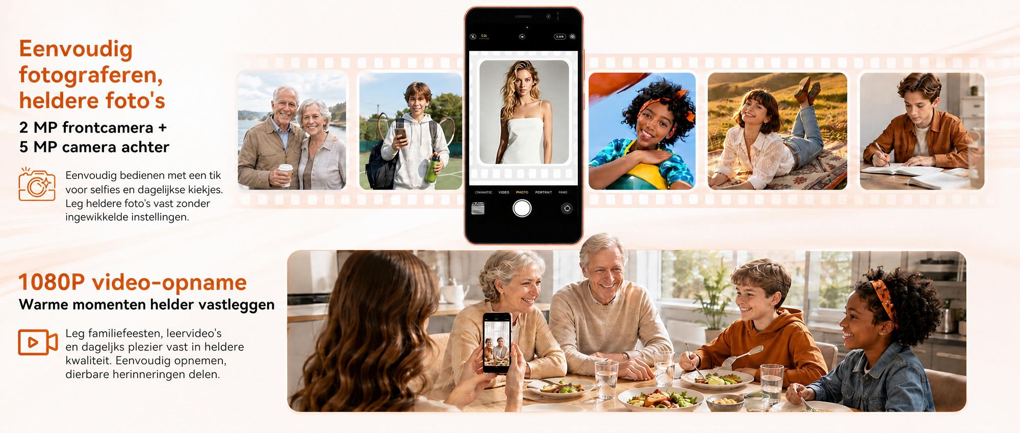 Blackview-Oscal Wave 2C, 5-inch, ultralicht smartphone, zonder abonnement, Android 16, 12+32GB, Face ID, dual SIM, 1080P, inclusief gratis TPU beschermhoes