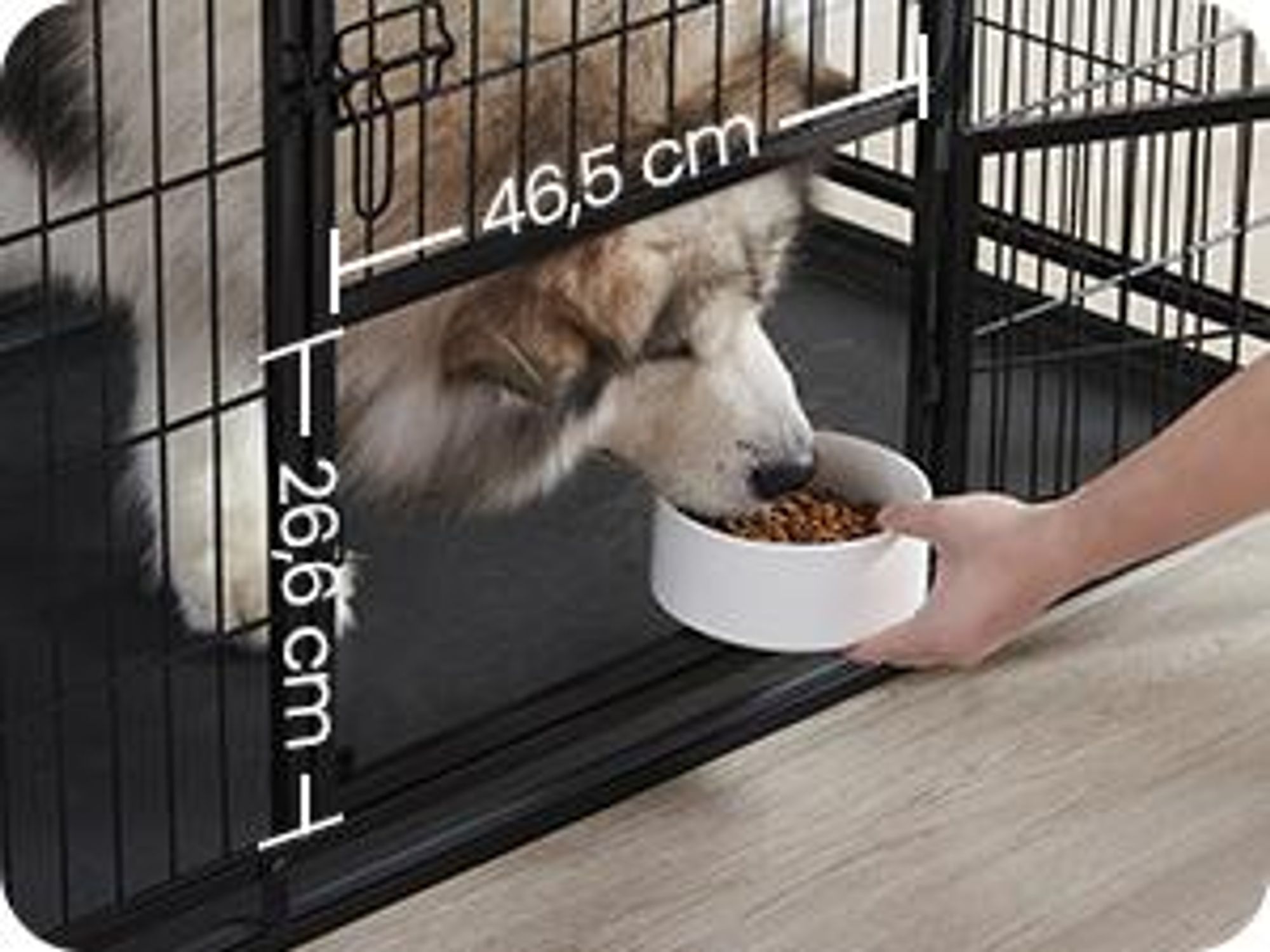 FEANDREA Hundekäfig, Hundebox mit 2 Türen, 139 x 79 x 87 cm