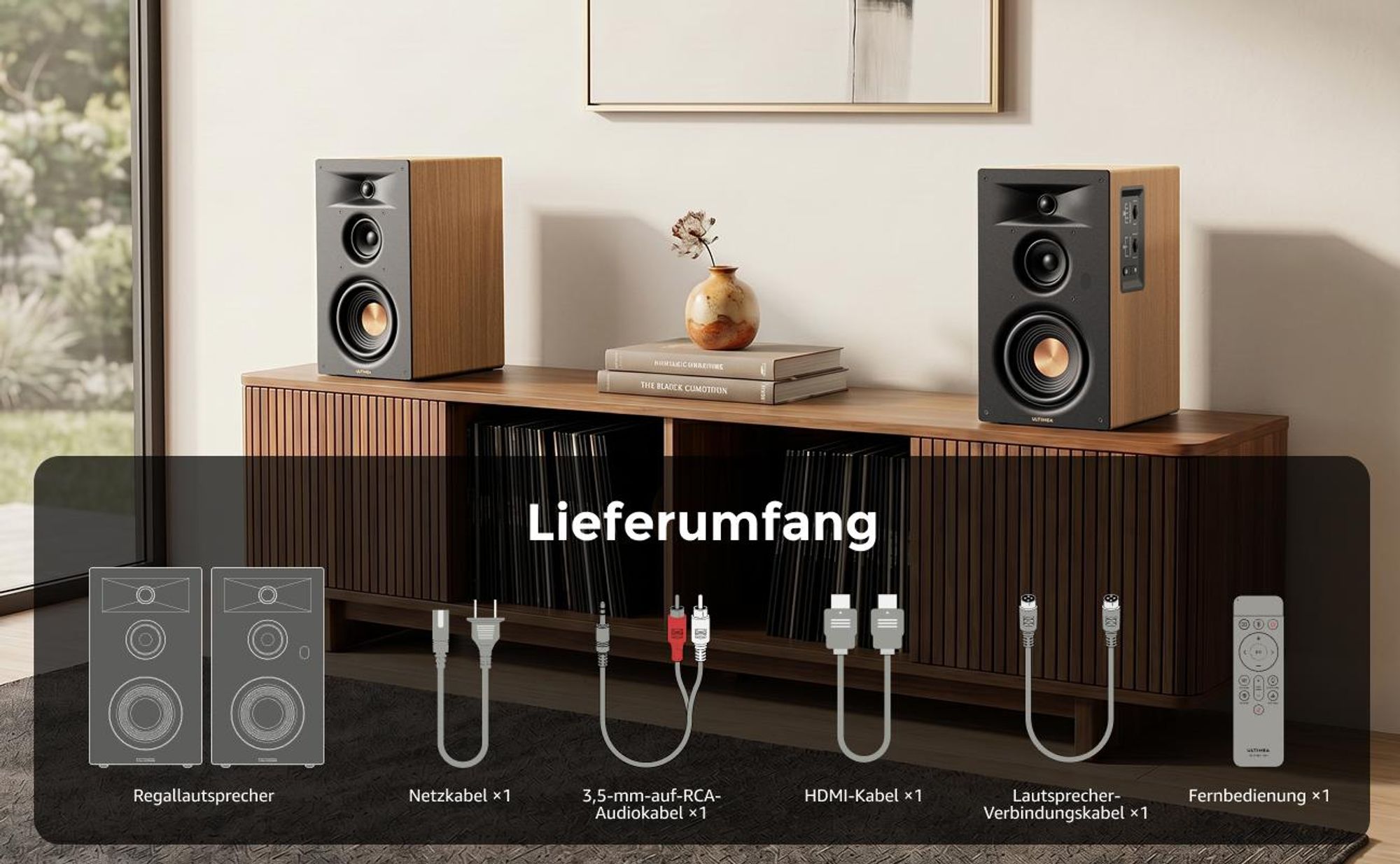 Ultimea Signature BS-30, Aktivlautsprecher 3-Wege Regallautsprecher, bookshelf, HDMI