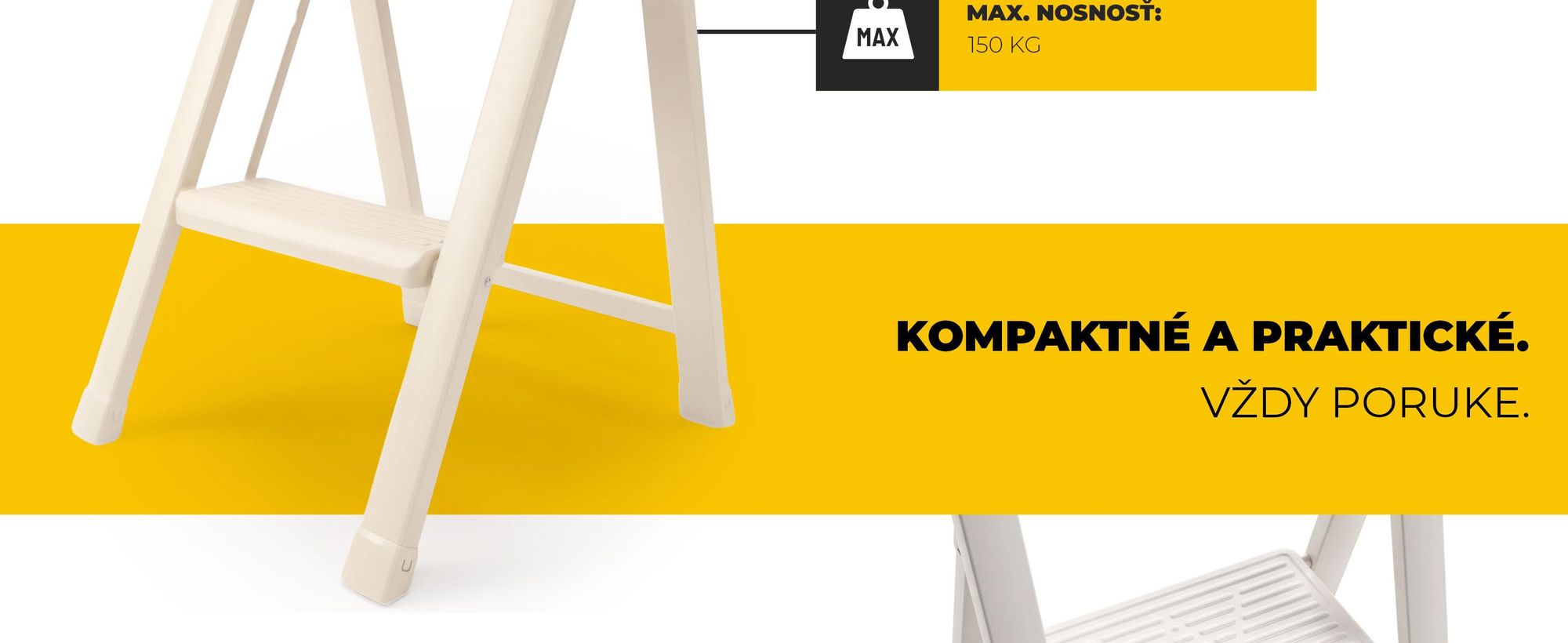 Drabest | Stojanček na riad – Úzky – 2-úrovňový – Sklopný – Maximálna nosnosť 150 kg – Krémová farba