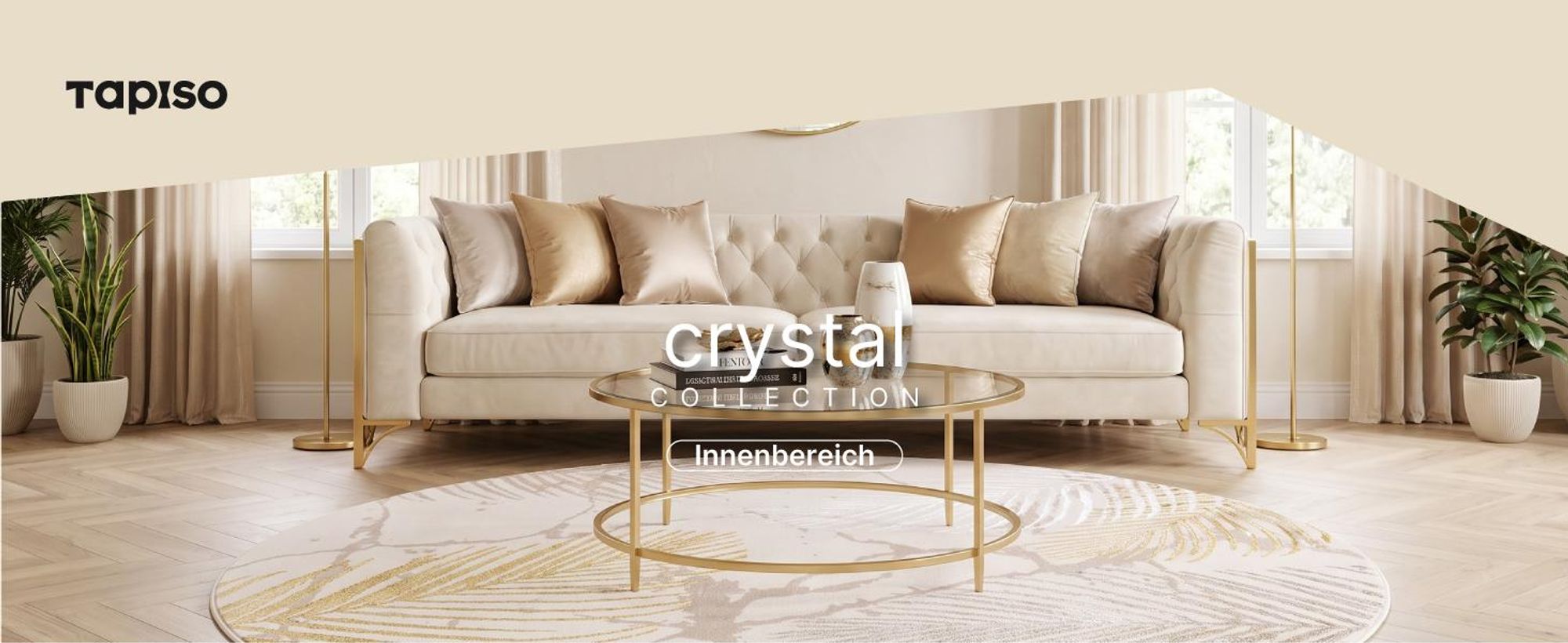 Tapiso Teppich CRYSTAL Rund Beige Braun Creme Wohnzimmer 240 x 240 cm