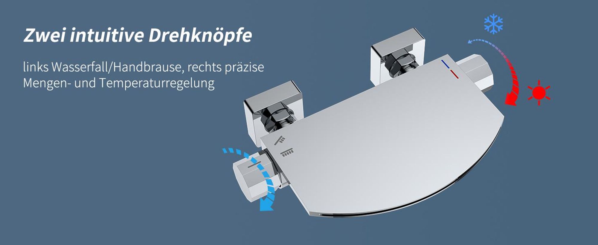 Homelody Brausebatterie-Set, Brausebatterie mit Handbrause & Ablage, Badewannenarmatur aus Messing Brausehalter und Brauseschlauch inkl. Verchromt