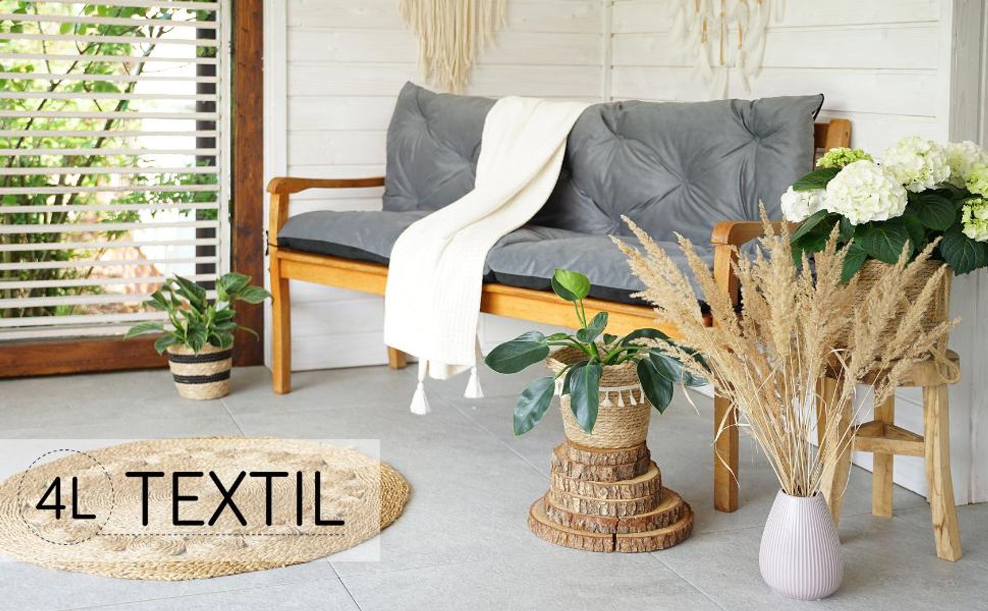 4L Textil Gartenbankauflage aus Samt-Imitat