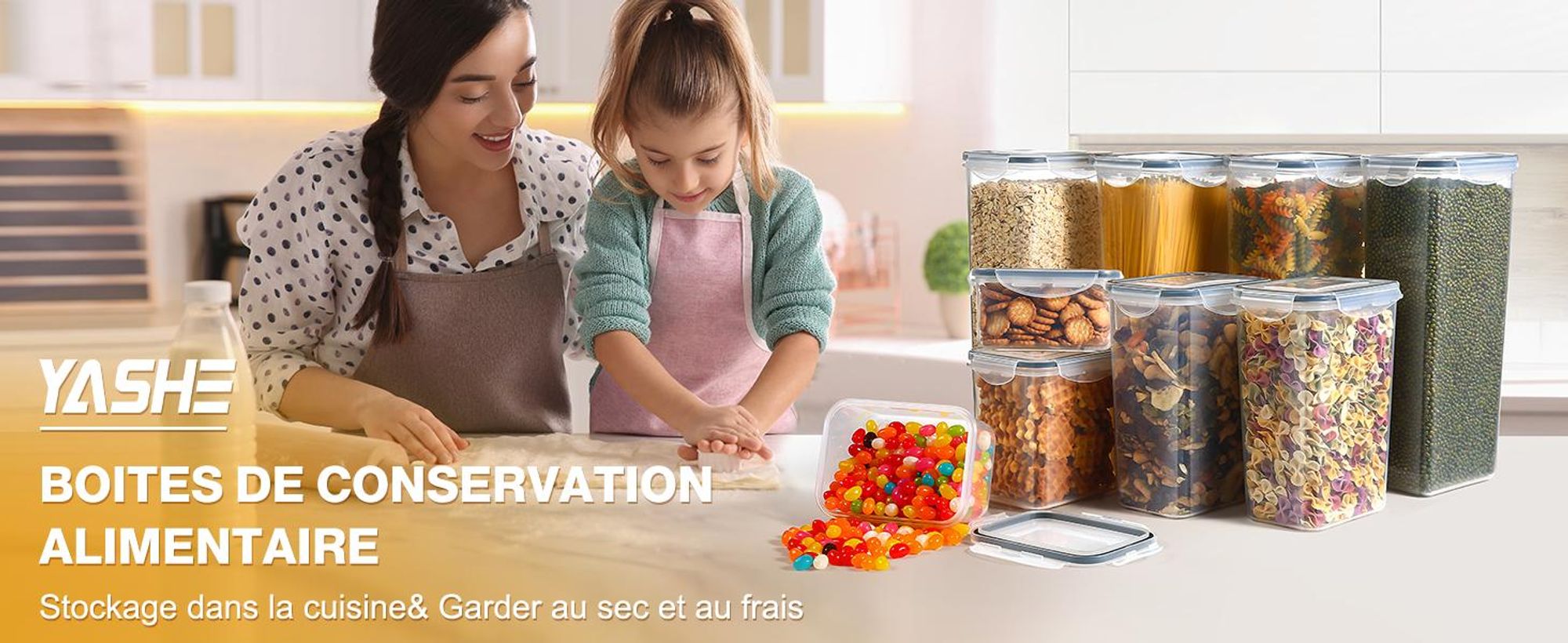 Lot YASHE de 16 boîtes de conservation hermétiques, 18,52 L