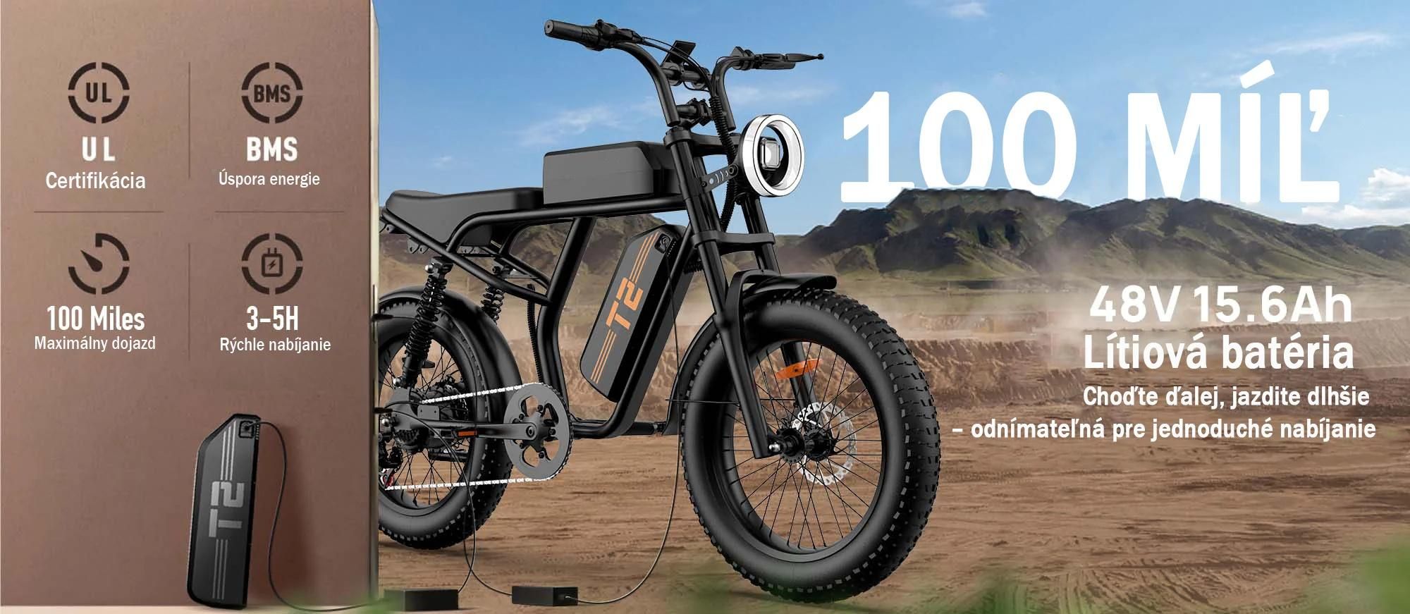 URLIFE T2 Elektrický Bicykel - Motor 250W Batéria 48V 15.6Ah Kotúčové brzdy Asistent pedálov - Čierna