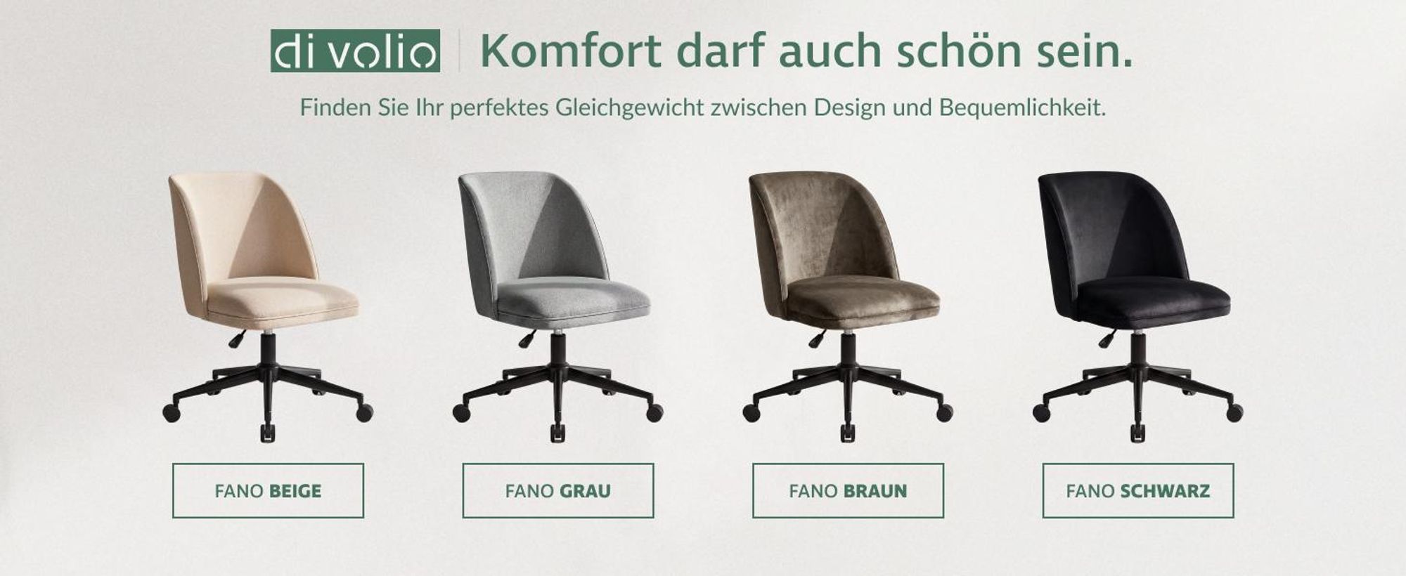 di volio Schreibtischstuhl Fano, gemütlicher Drehstuhl Homeoffice, Beige