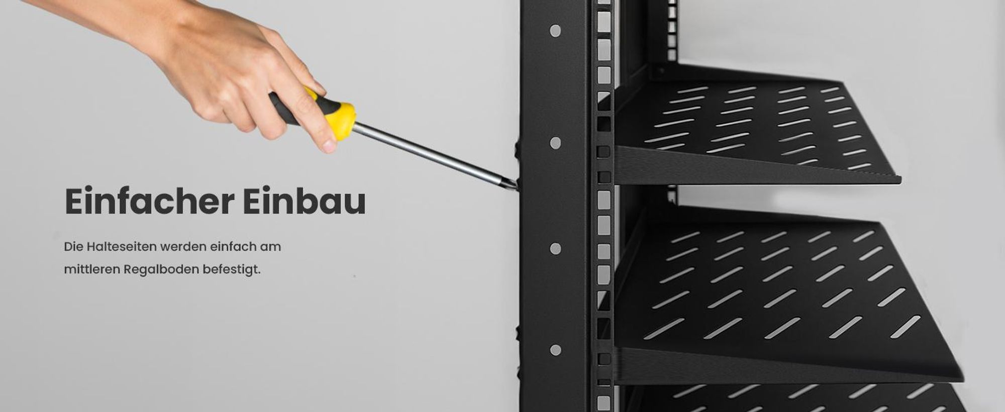 Extralnik 19 Zoll Fachboden 1HE 300 mm Rackboden für Netzwerkschrank 19" Schwarz
