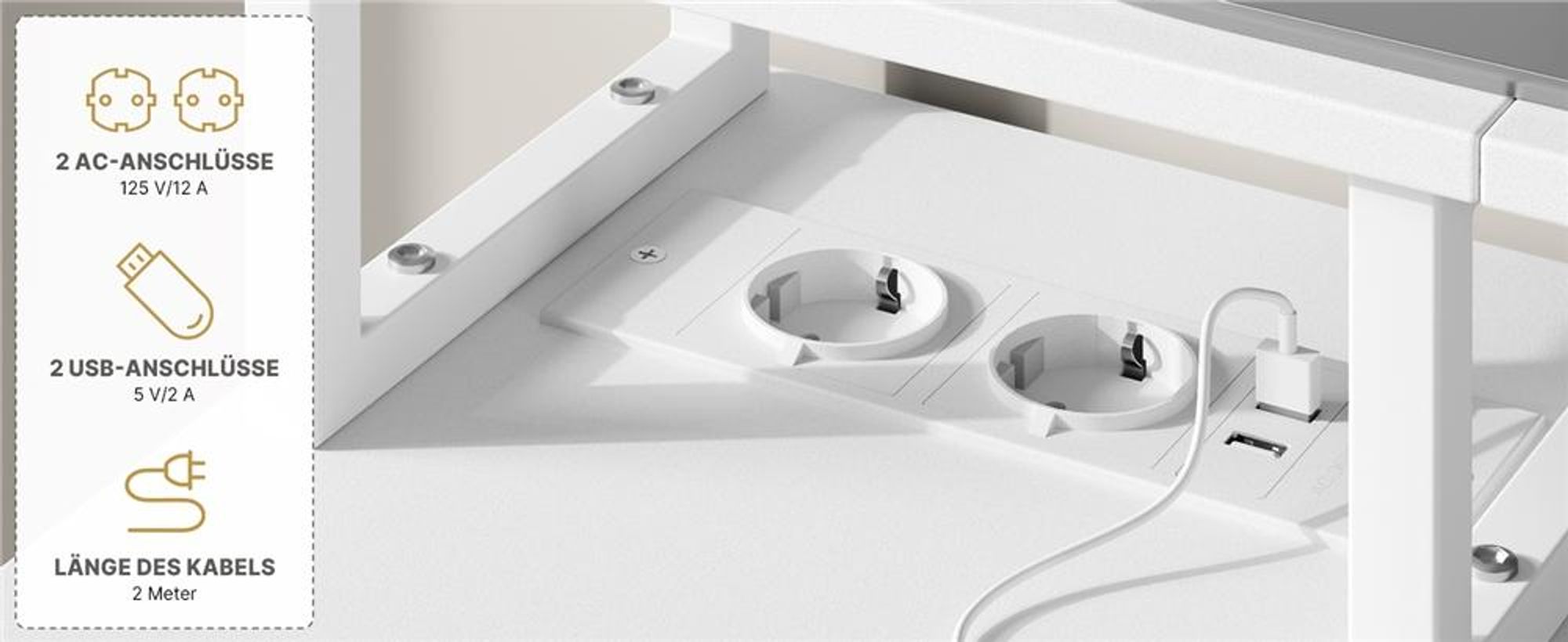 Yaheetech L-förmiger Computertisch, Schreibtisch mit Ladestation, umkehrbarer Gaming-Tisch, mit Monitorhalterung & Aufbewahrungstasche, Weiß