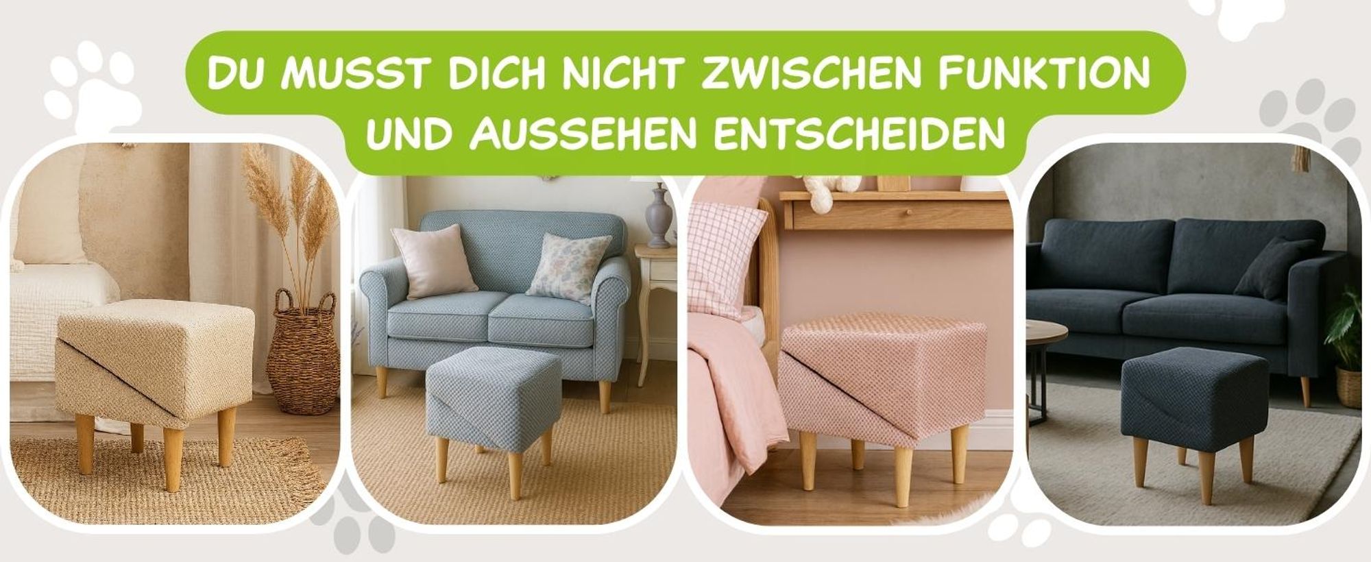 Outentin Hundetreppe Klappbar 36 cm – Weiche, Rutschfeste Tiertreppe für Sofa & Bett – Stabil, Leise & Pflegeleicht, Möbeloptik – Beige