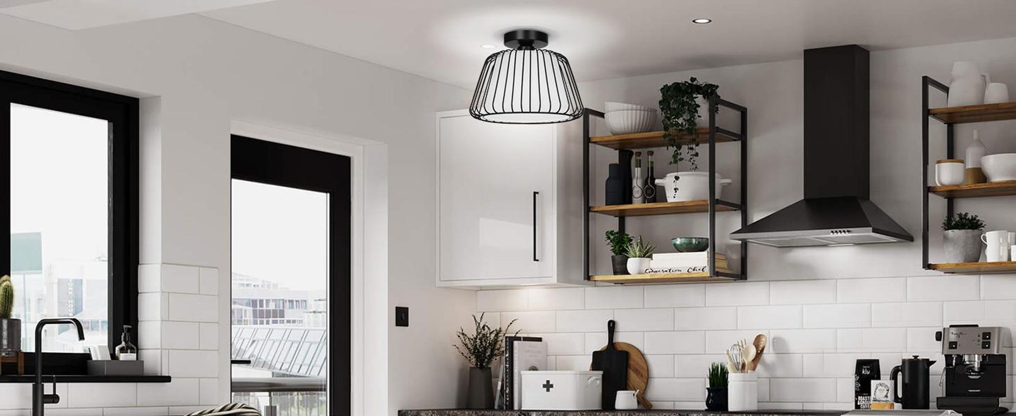 Deckenleuchte Modern Schwarz Metall Deckenlampe E27 Fassung Weiß Stoffschirm mit LED Glühbirne für Wohnzimmer Schlafzimmer Esszimmer Flur
