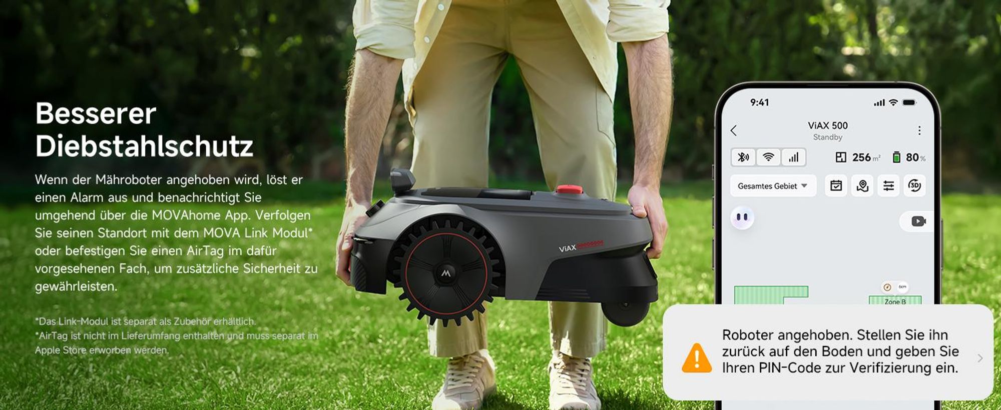 MOVA ViAX 500 Mähroboter ohne Begrenzungskabel, 360° LiDAR + KI Navigation, UltraEyes™ 2.0, automatische Kartierung, bis 500 m²