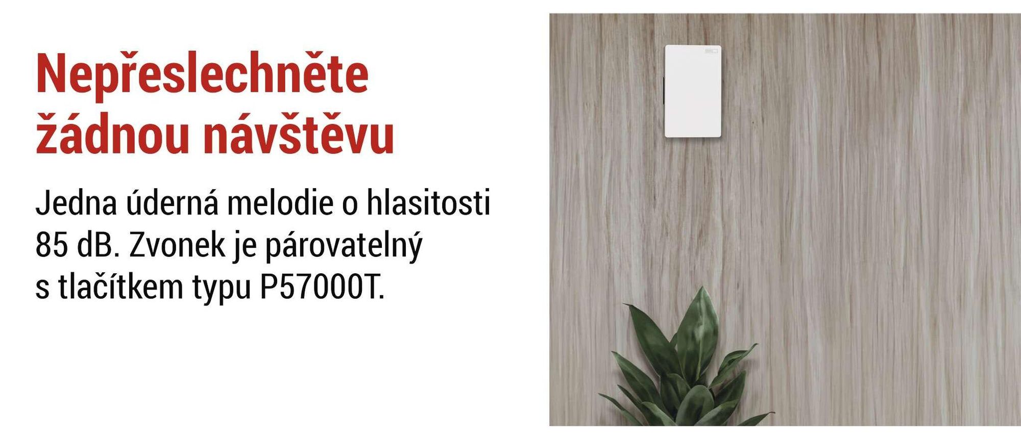 EMOS 2drátový zvonek s dvojitým napájením, 1 melodie, hlasitost 85 dB, kabelový, pro montáž na stěnu, obdélníkový, P57102