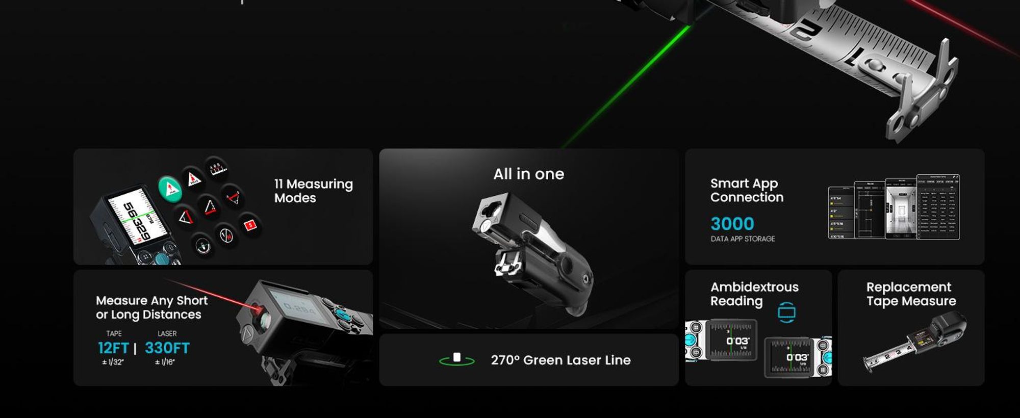 MiLESEEY XTape 1 Laser-Entfernungsmesser 100m & Digitales Maßband, P2P, App, OLED