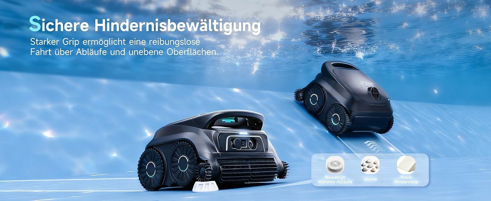 WYBOT OS600: Kabelloser Poolroboter, 6,5kg leicht, 120 Min Laufzeit, 180μm Filter, App-Steuerung