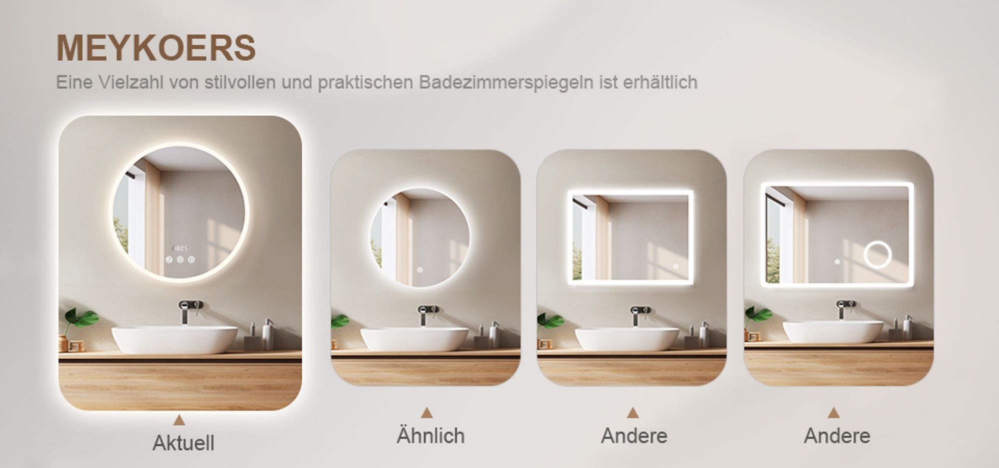 Heilmetz Badezimmerspiegel Rund 60cm Durchmesser LED Badspiegel mit Touch Schalter mit Natürliches Licht 4300K Lichtspiegel Badezimmerspiegel Display mit Temperatur und Uhrzeit Bluetooth