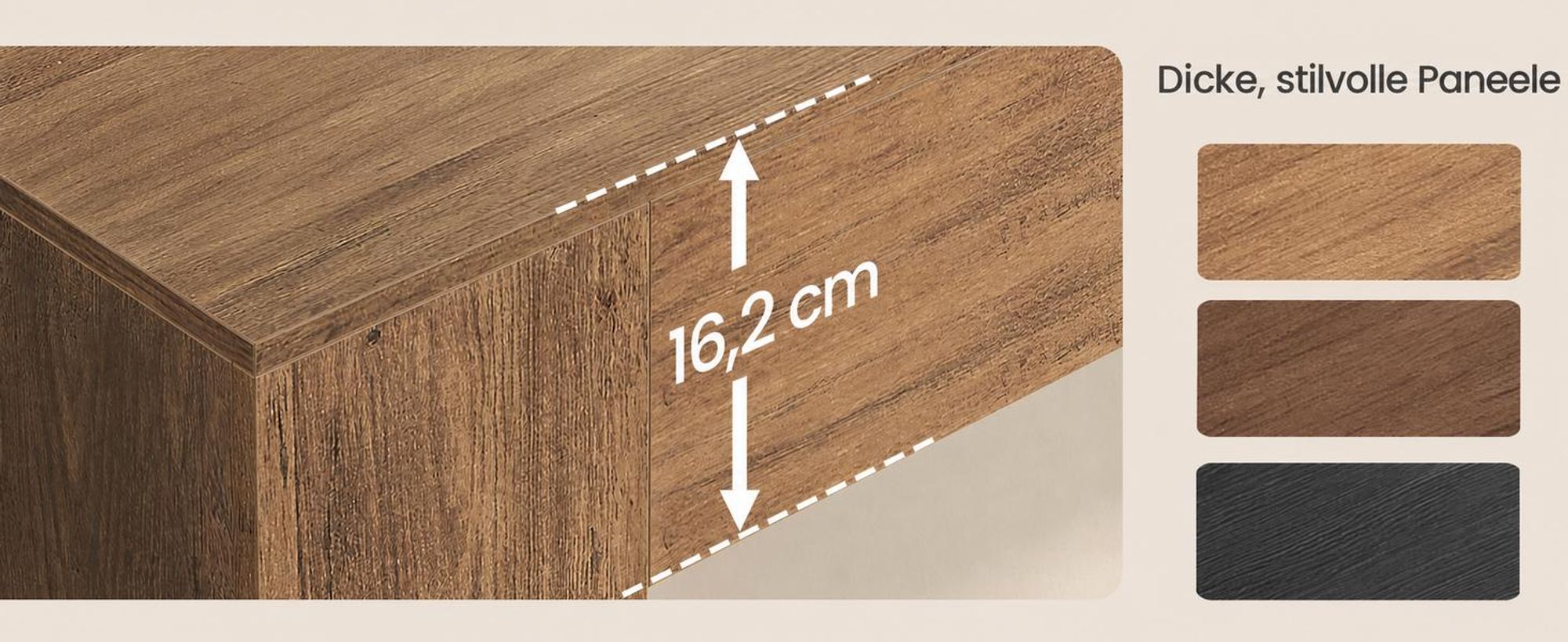 VASAGLE Konsolentisch in U-Form, Minimalistischer Flurtisch für Wohnzimmer, 160 x 30 x 80 cm, Warmbraun
