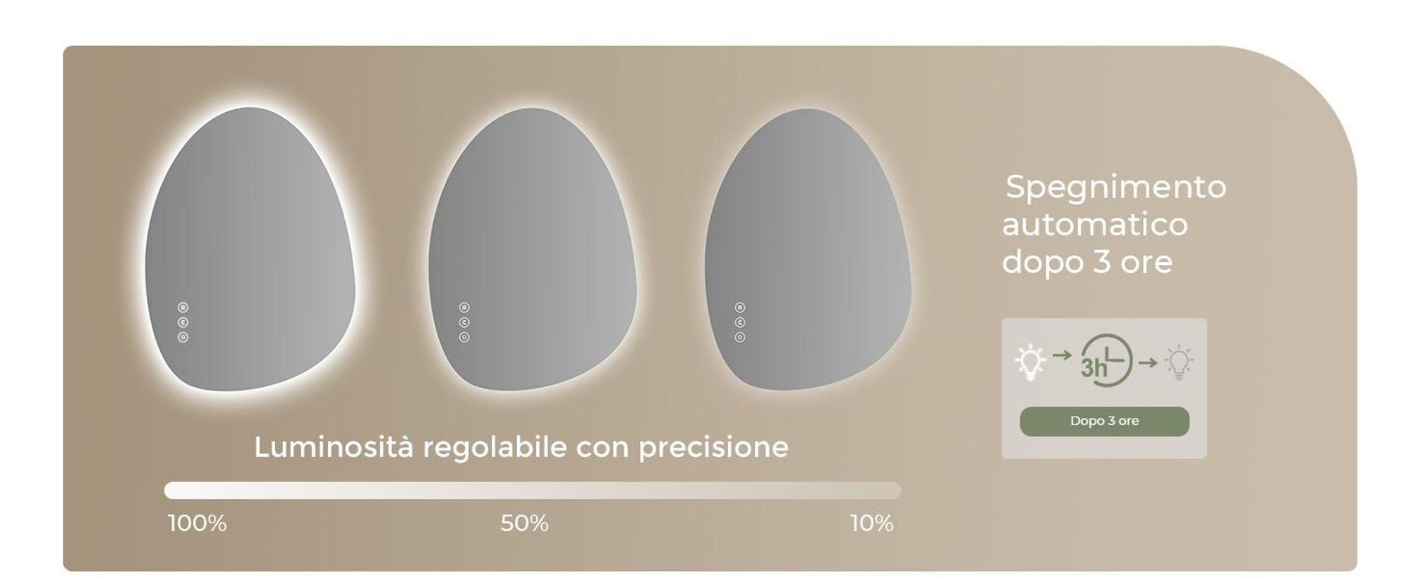 S'AFIELINA specchio da bagno con illuminazione 60×45 cm Specchio da parete con interruttore a LED 3 colori di luce e dimmerabile, funzione antiappannamento e memoria