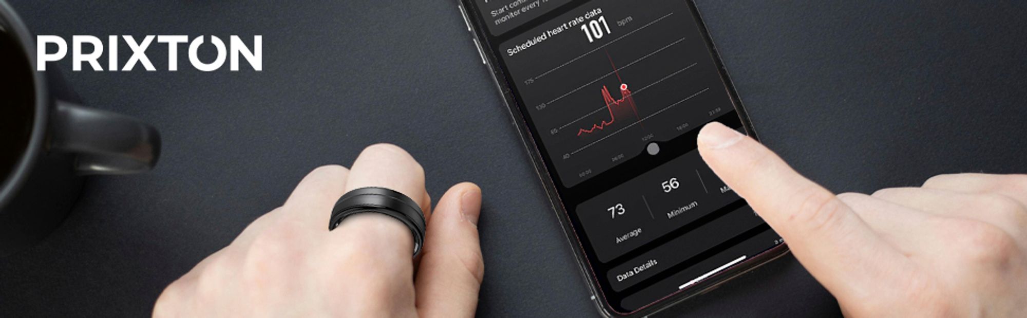 PRIXTON Smart Ring Orbyt, Größe 8 (18.3 mm) | Wearable für Schlaf-, Herzfrequenz- und Fitnesstracking, 15 Tage Akkulaufzeit, Kompatibel iOS/Android