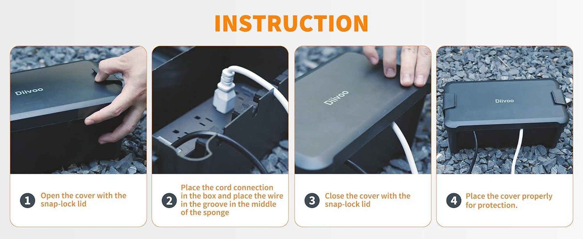 Diivoo Kabelbox wasserdicht Safe Box IPX4 Steckerschutz Anschlusskasten Außenbereich