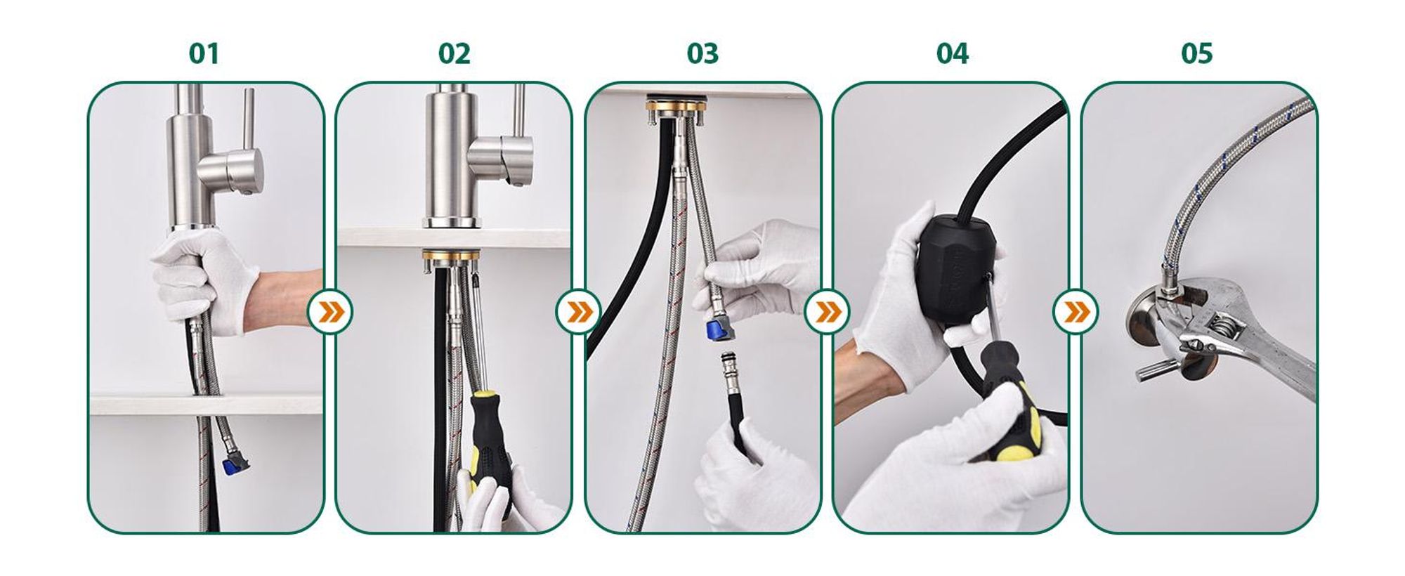 Homelody Wasserhahn Küche mit 2 Strahlarten,360° Drehbar Küchenarmatur,Edelstahl Spültischarmatur,Hochdruck Armatur,Mischbatterie Küche Matt Gebürstet