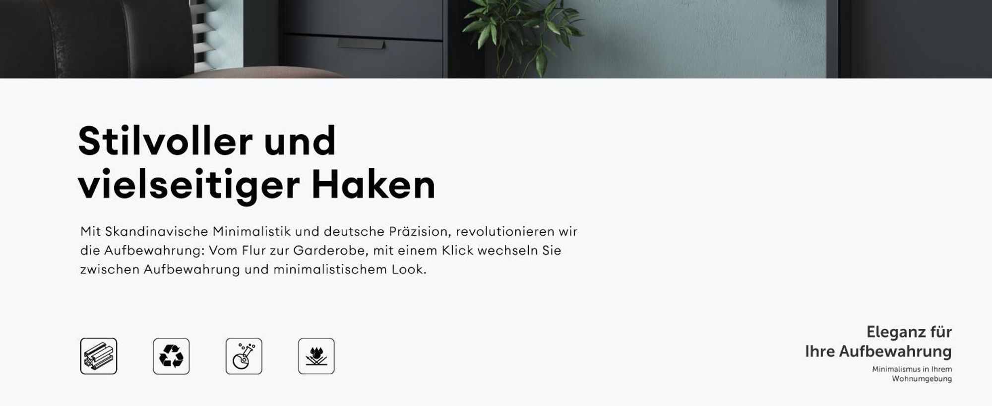 Mai & Mai Wandgarderobe Wandhaken aus Aluminium Garderobe mit 6 klappbaren Haken Garderobenleiste Garderobenhaken Kleiderhaken 44,5cm Schwarz