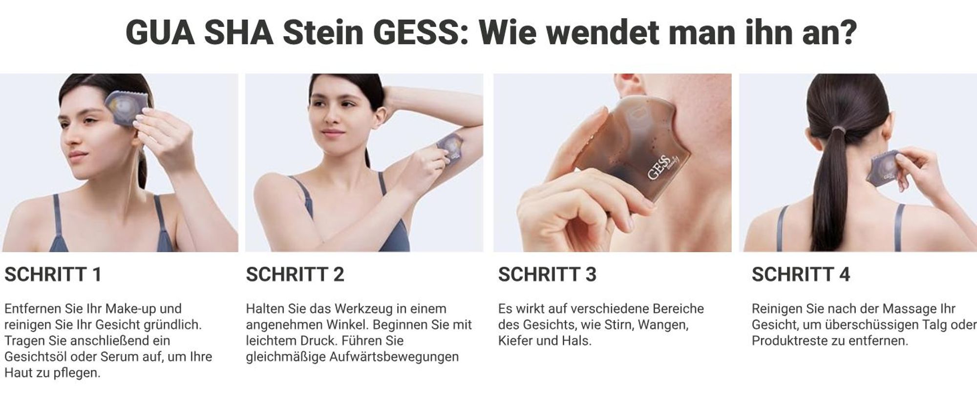 GESS Gua Sha Liyan Naturstein Achat, Gesichtsstein für Face Yoga Guasha Stein