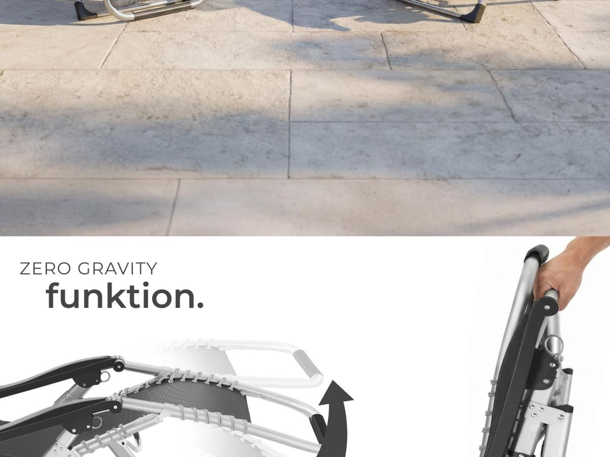 tectake® Sonnenliege Cloud II mit Sonnendach, klappbar