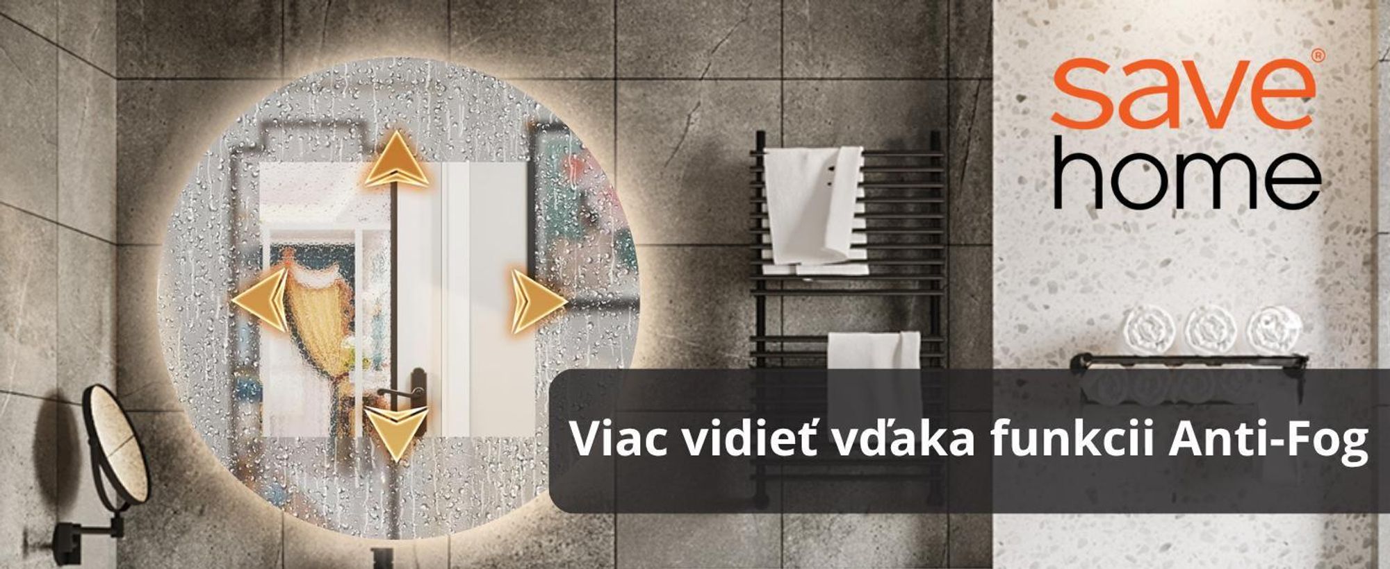 Okrúhle kúpeľňové zrkadlo bez rámu s LED osvetlením - stmievateľné - nástenné zrkadlo - 80 cm - proti zahmlievaniu Stmievateľné 3v1