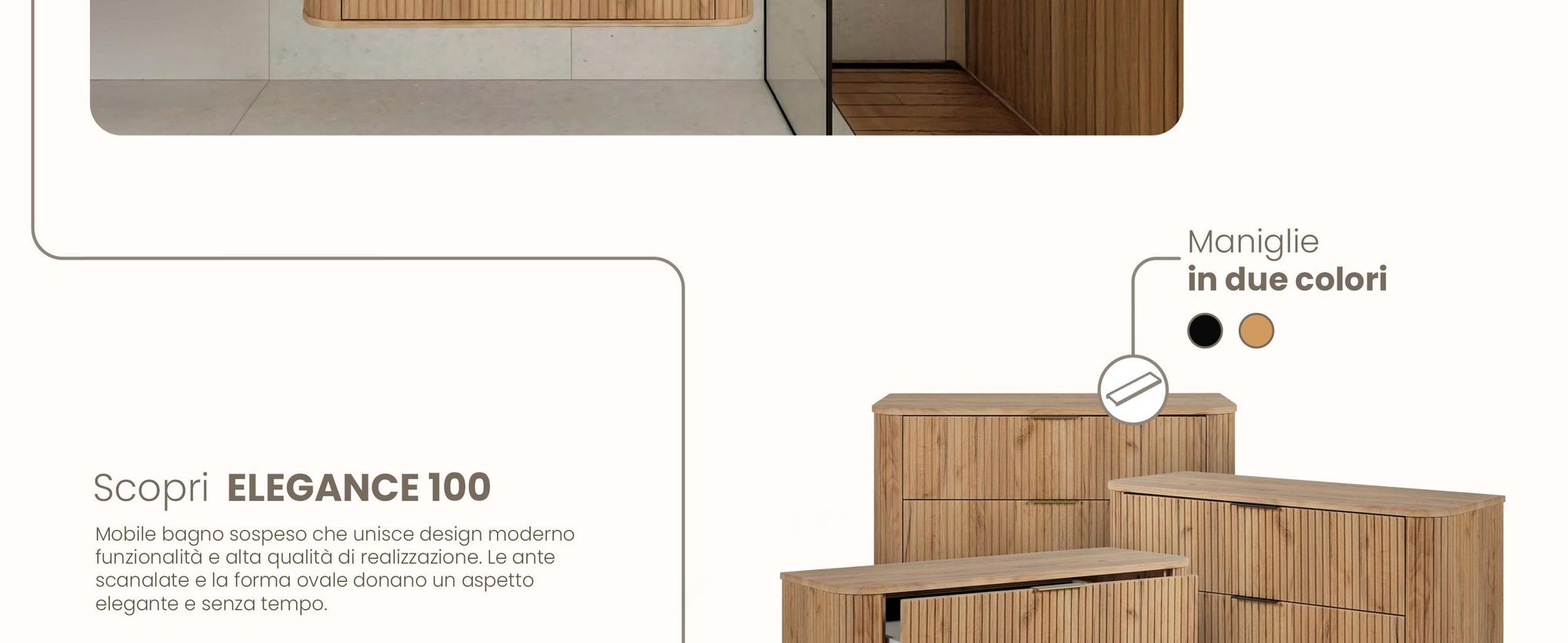 Mobile da bagno 100 CM Marrone opaco MDF 2 cassetti
