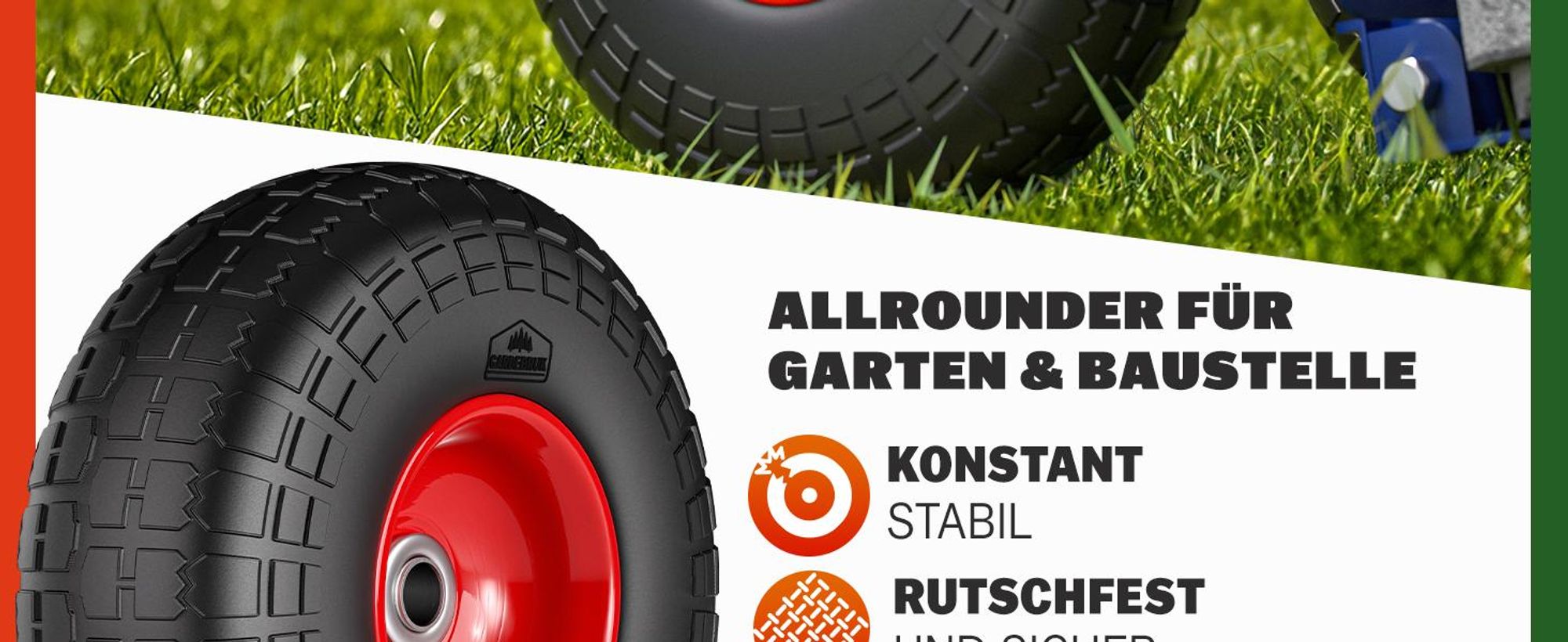 GARDEBRUK Sackkarrenrad 20mm Achse 2er Set