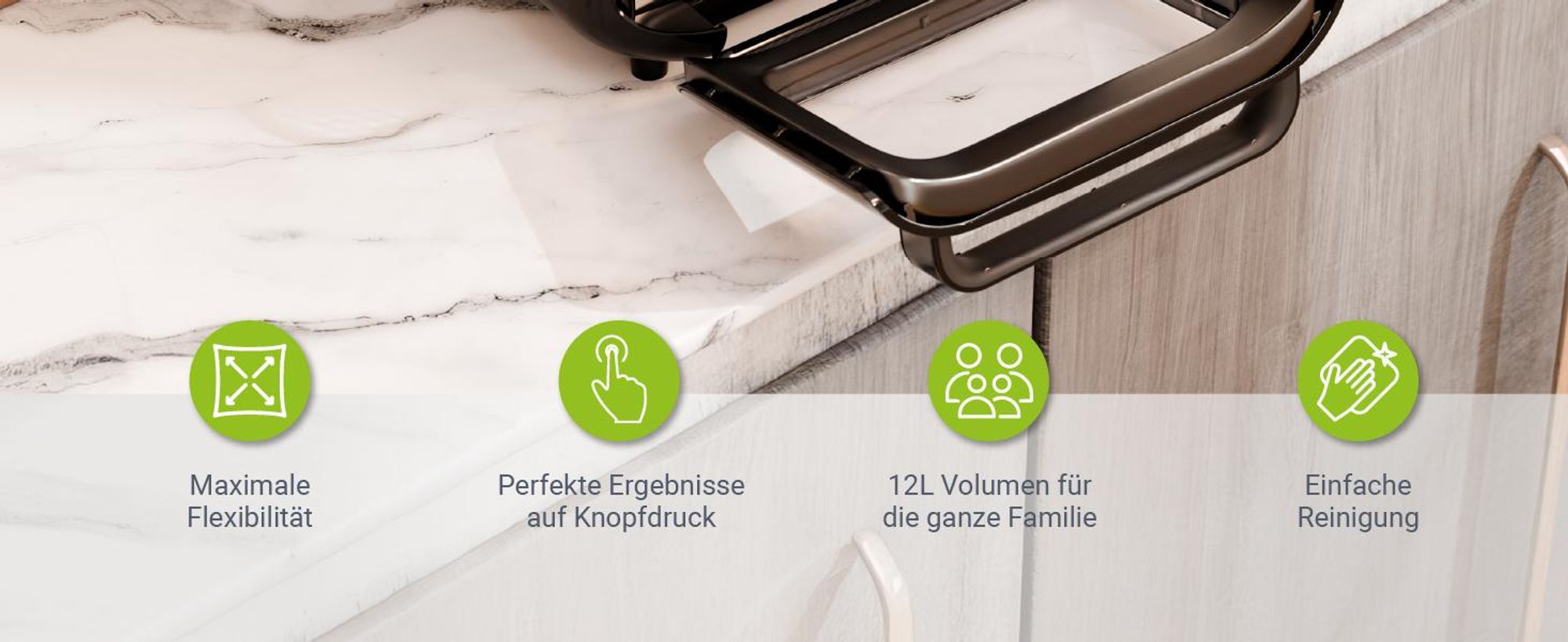 Juskys Heißluftfritteuse 12L – Airfryer mit 10 Programmen, max. 200 °C & Zubehör - Schwarz