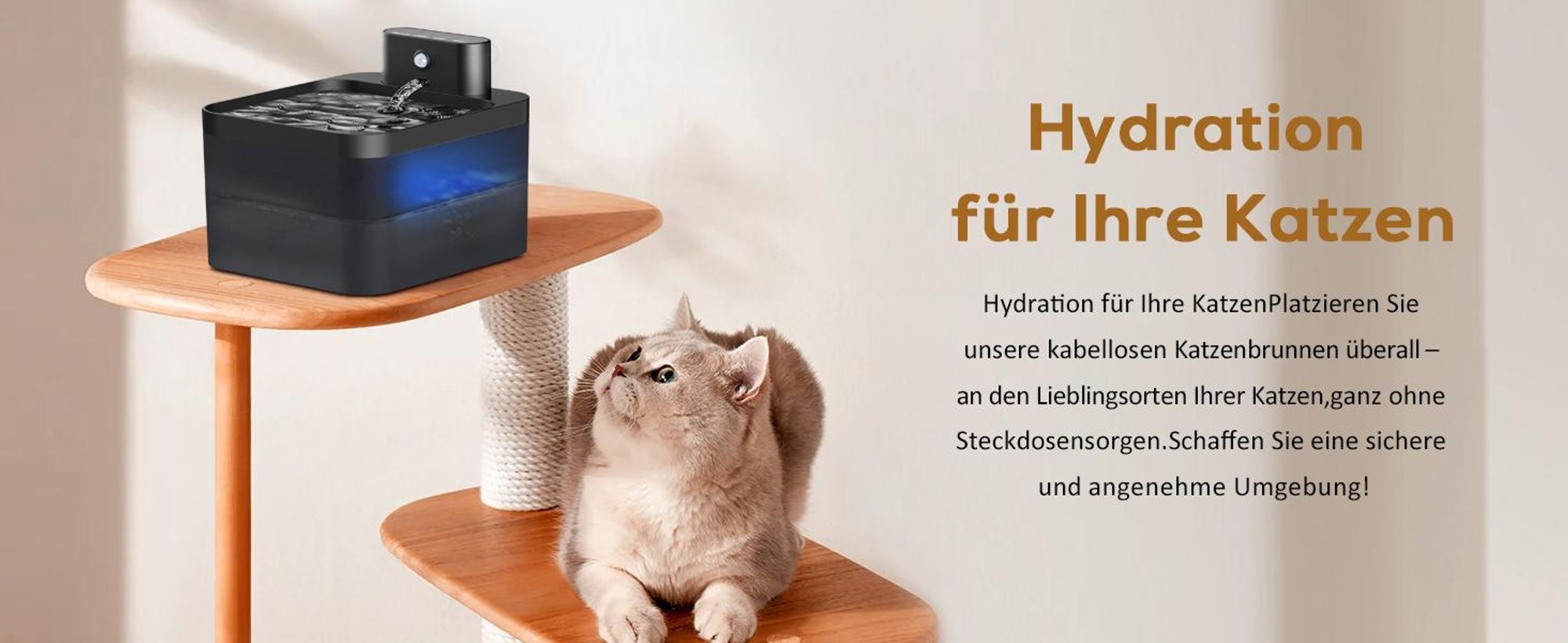 Trinkbrunnen, Haustier Wasserspender, Katzen Trinkbrunnen, Katzenbrunnen, 2.2L Automatischer Trinkbrunnen, Leise, mit Bewegungsmelder, BPA-Frei