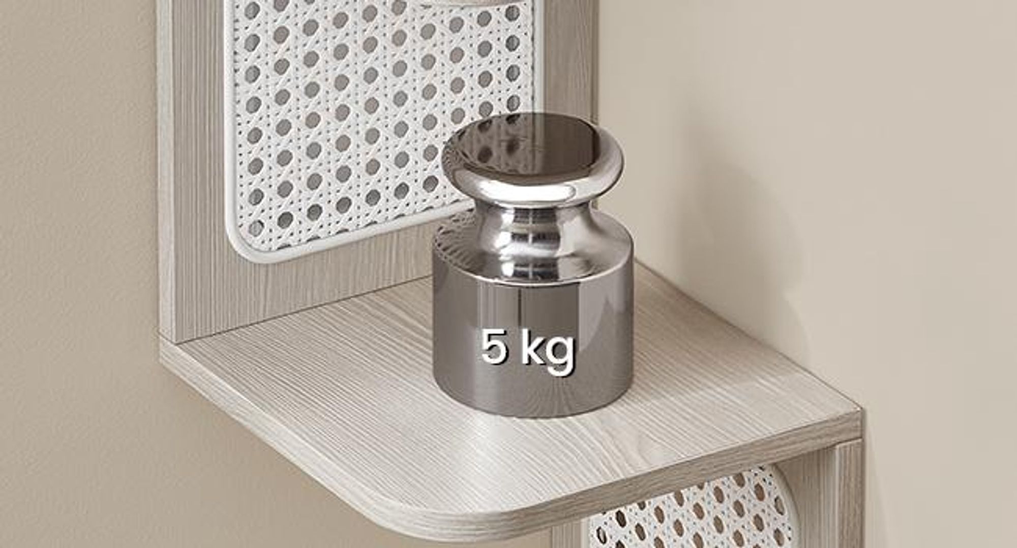 VASAGLE Eckregal, Wandregal 5 Ebenen, Schweberegal, Regal Wandmontage, Zickzack-Form, PVC-Rattan-Seitenplatten