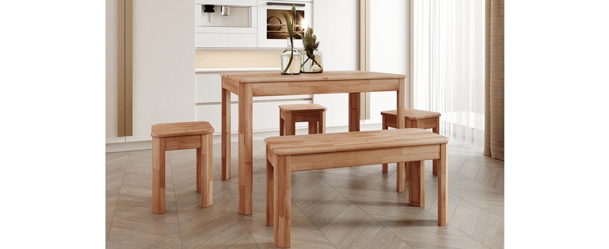Krok Wood Esstisch Berlin aus Massivholz in Buche 75x75x75 cm