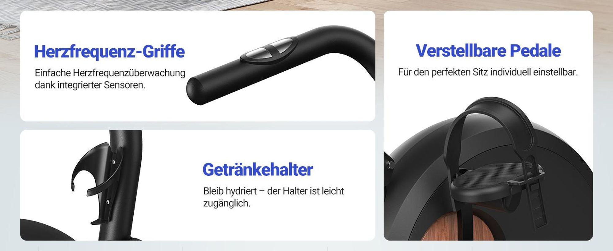 Liege-Ergometer, Heimtrainer Fahrrad für Zuhause, 8 Widerstandsstufen, mit Bluetooth, APP, LCD-Display, Beintrainer bis 158kg, Tablet-Halter, leise