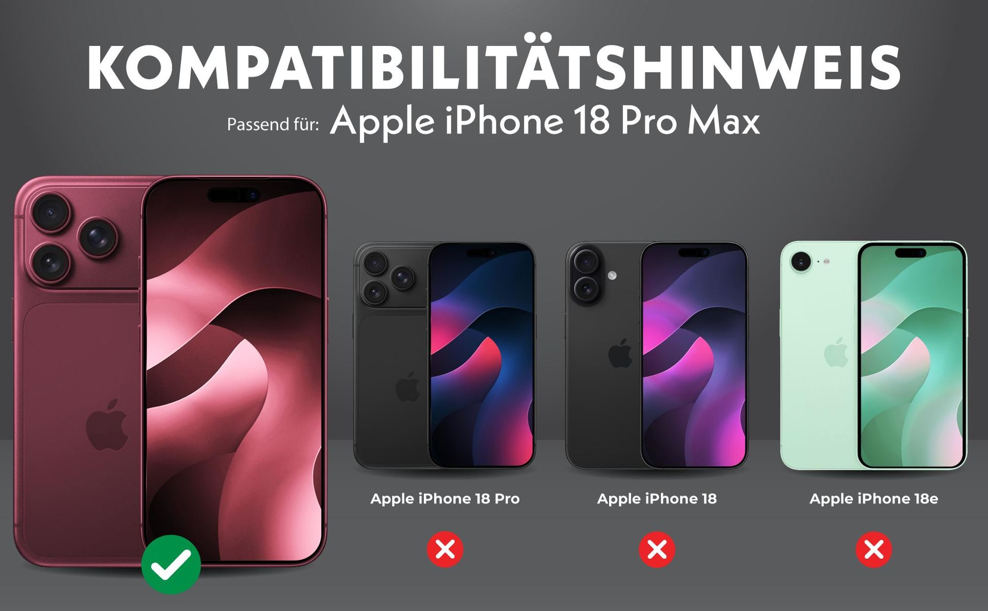 Kompatibilitätshinweise Linsenprotektoren für Apple iPhone 18 Pro Max